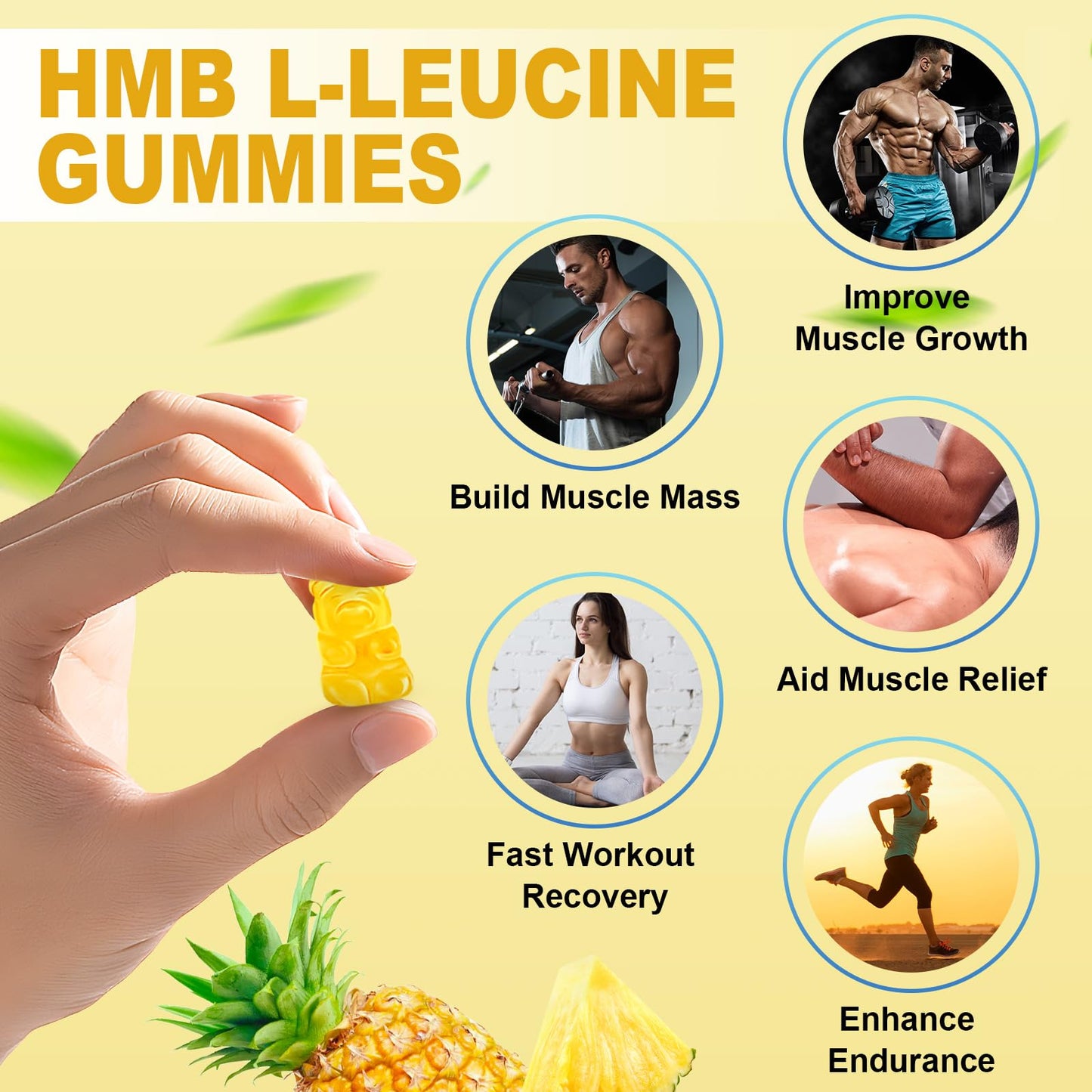 Sijigood HMB and L-Leucine with Vitamin D3, Gummies, 120 Count