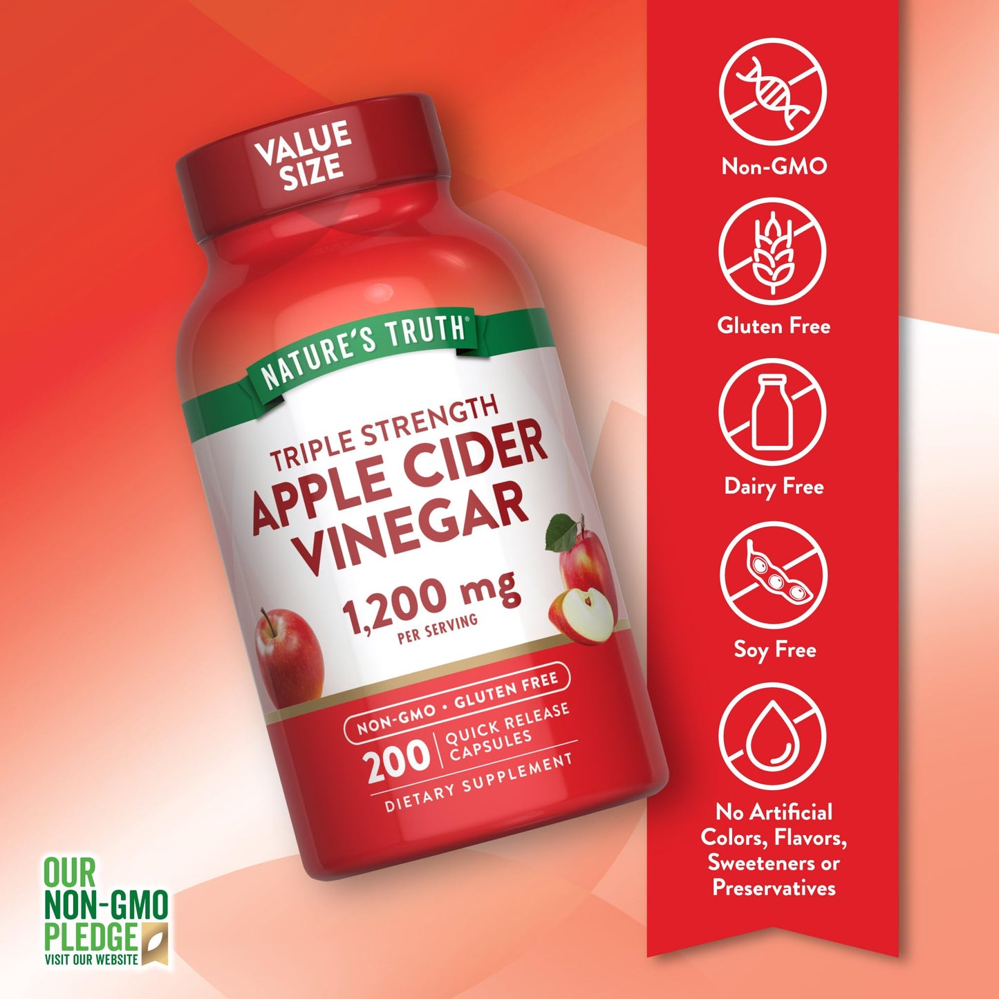 Nature's Truth Apple Cider Vinegar Capsules 200 Capsules