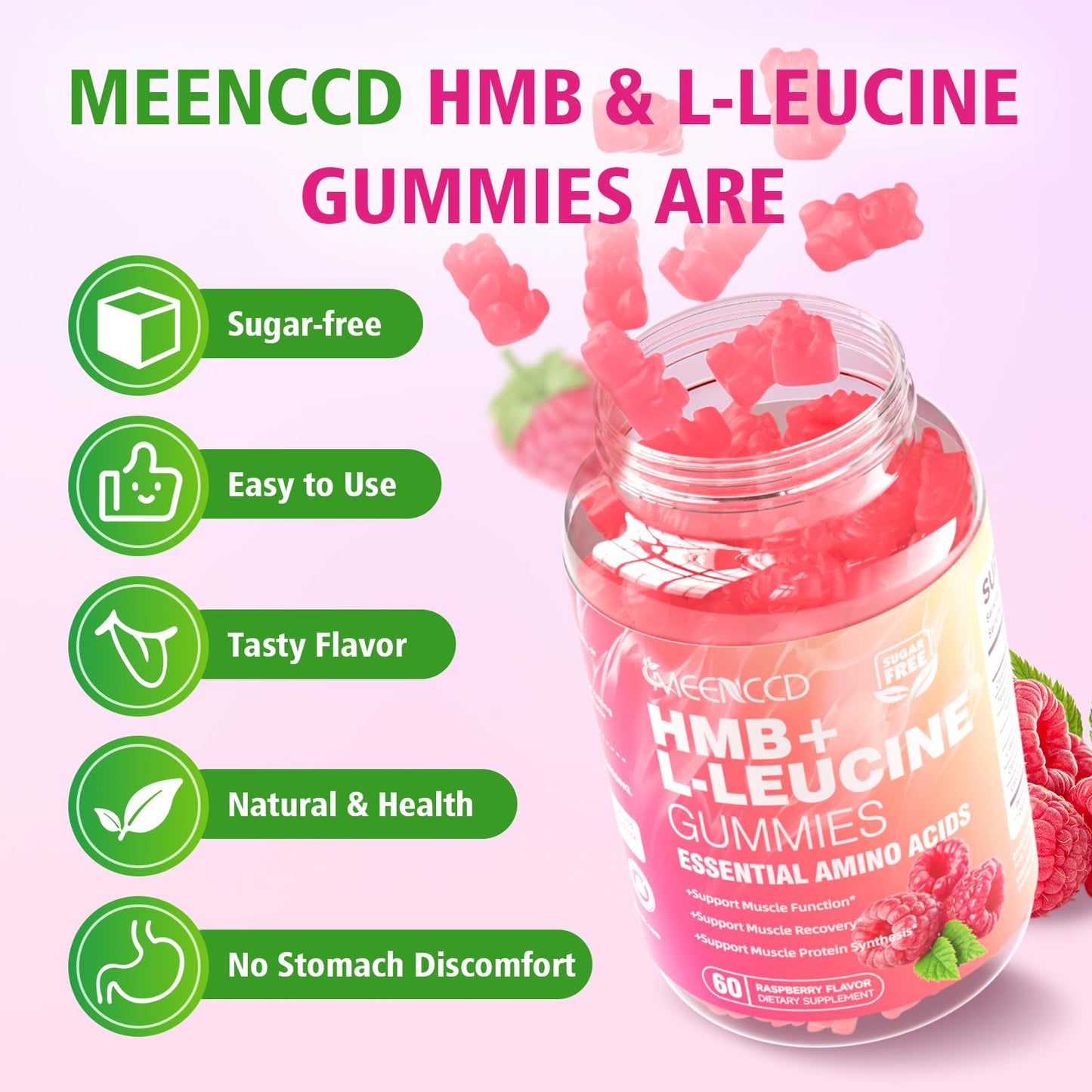 MEENCCD HMB and L-Leucine Gummies 120 Count
