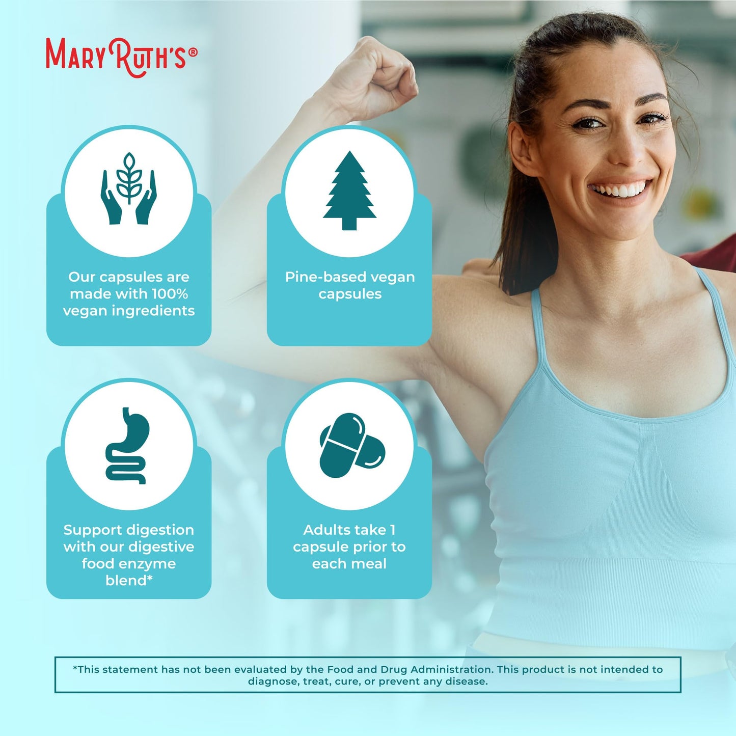 MARYRUTH'S Digestive Food Enzymes for Digestive Support 60 Capsules