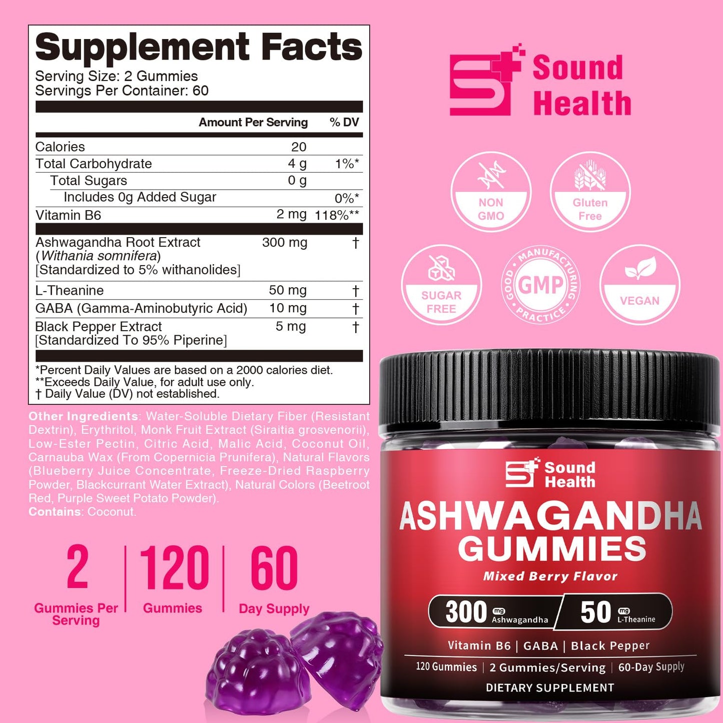 Sound Health Bloom Ashwagandha Gummies 120 Count