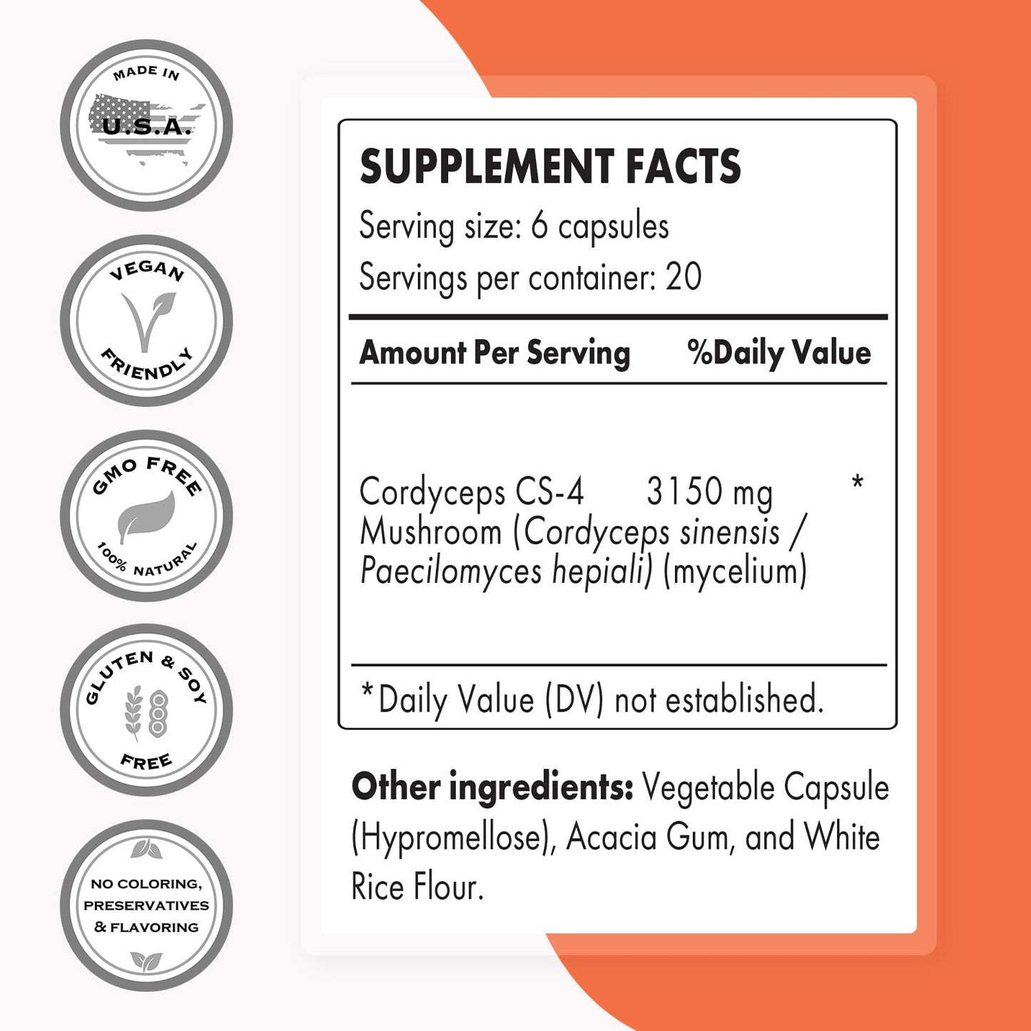 Supersmart Cordyceps Cs-4 3150mg per Day (High Strength) Capsules, 120 Count