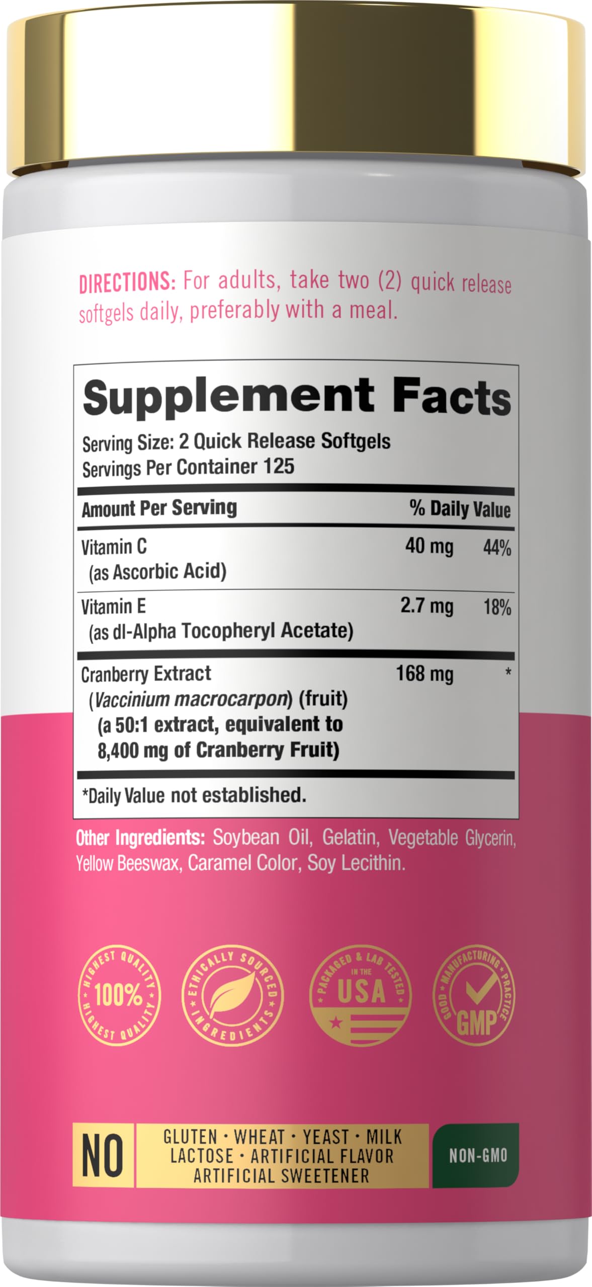 Carlyle Cranberry Pills for Women Softgels, 250 Count
