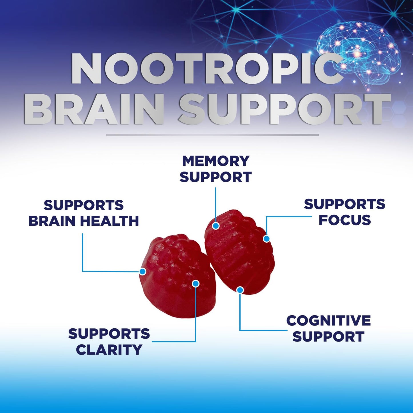 Nature's Nutrition Brain Supplements for Memory & Focus Gummies, 60 Count