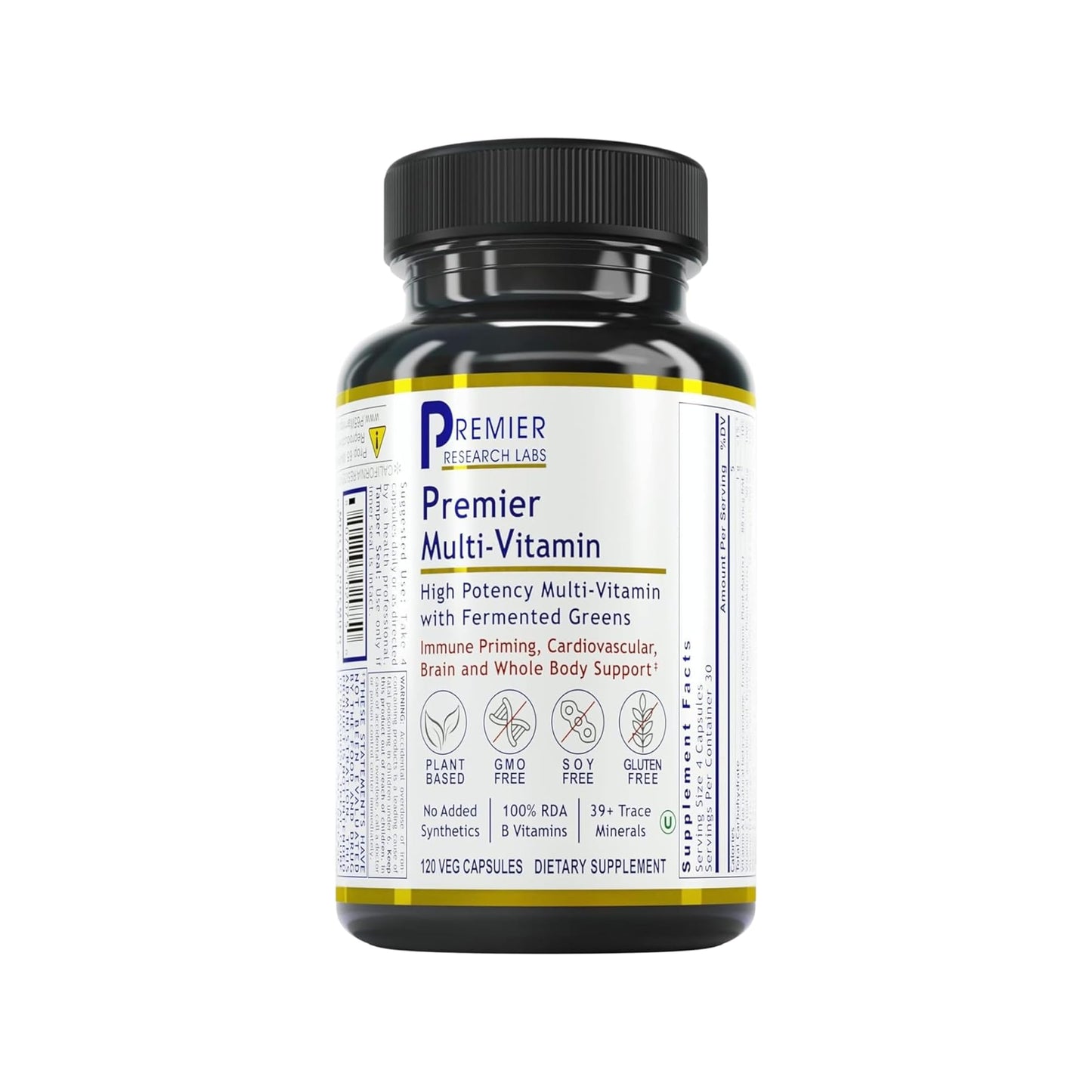 Premier Research Labs Multi-Vitamin - Immune, Brain & Heart Support with Prebiotics and Postbiotics, 120 Capsules
