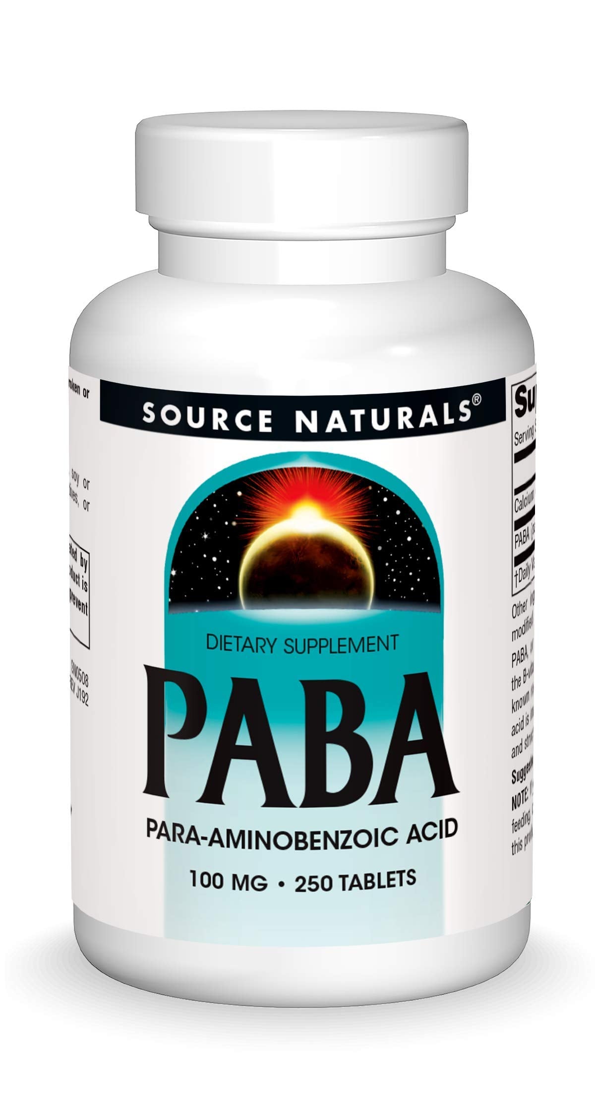 Source Naturals PABA (para-Amino Benzoic Acid) 100 mg Dietary Supplement Tablet, 250 Tablets