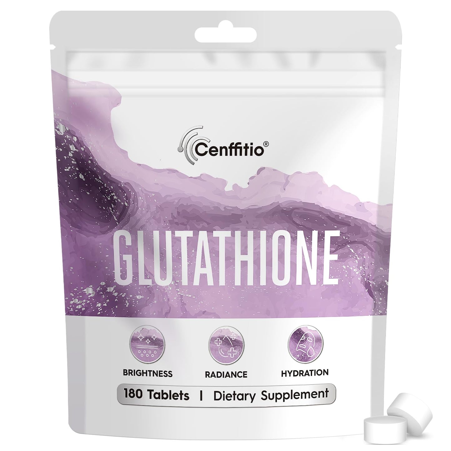 Cenffitio Glutathione Supplement – Skin Brightening Formula with Vitamin C, Niacinamide, Collagen & Hyaluronic Acid – Tablet, 180 Count