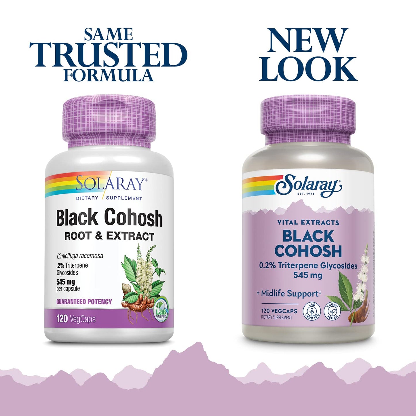 SOLARAY Black Cohosh Root Supplement for Women - Menopause Support 120 Veg Caps