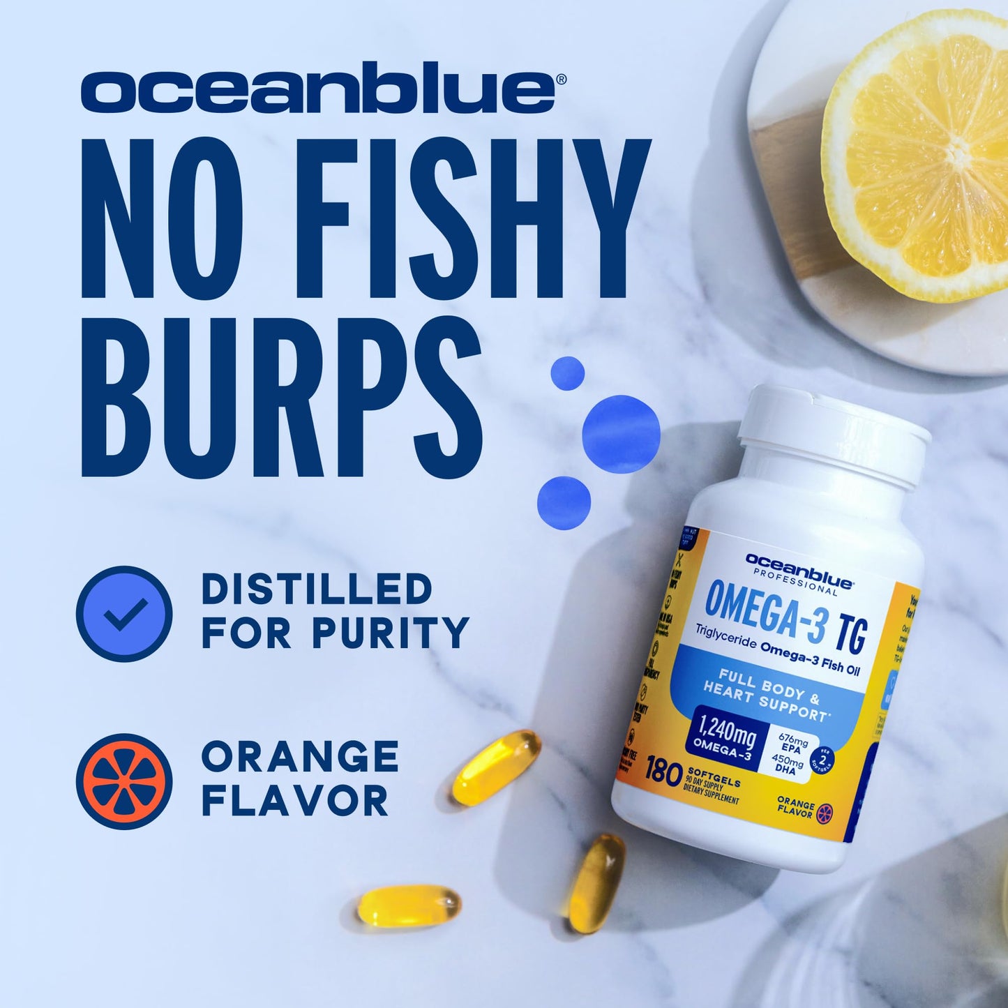 Oceanblue Omega-3 rTG Fish Oil Softgels 180 Count