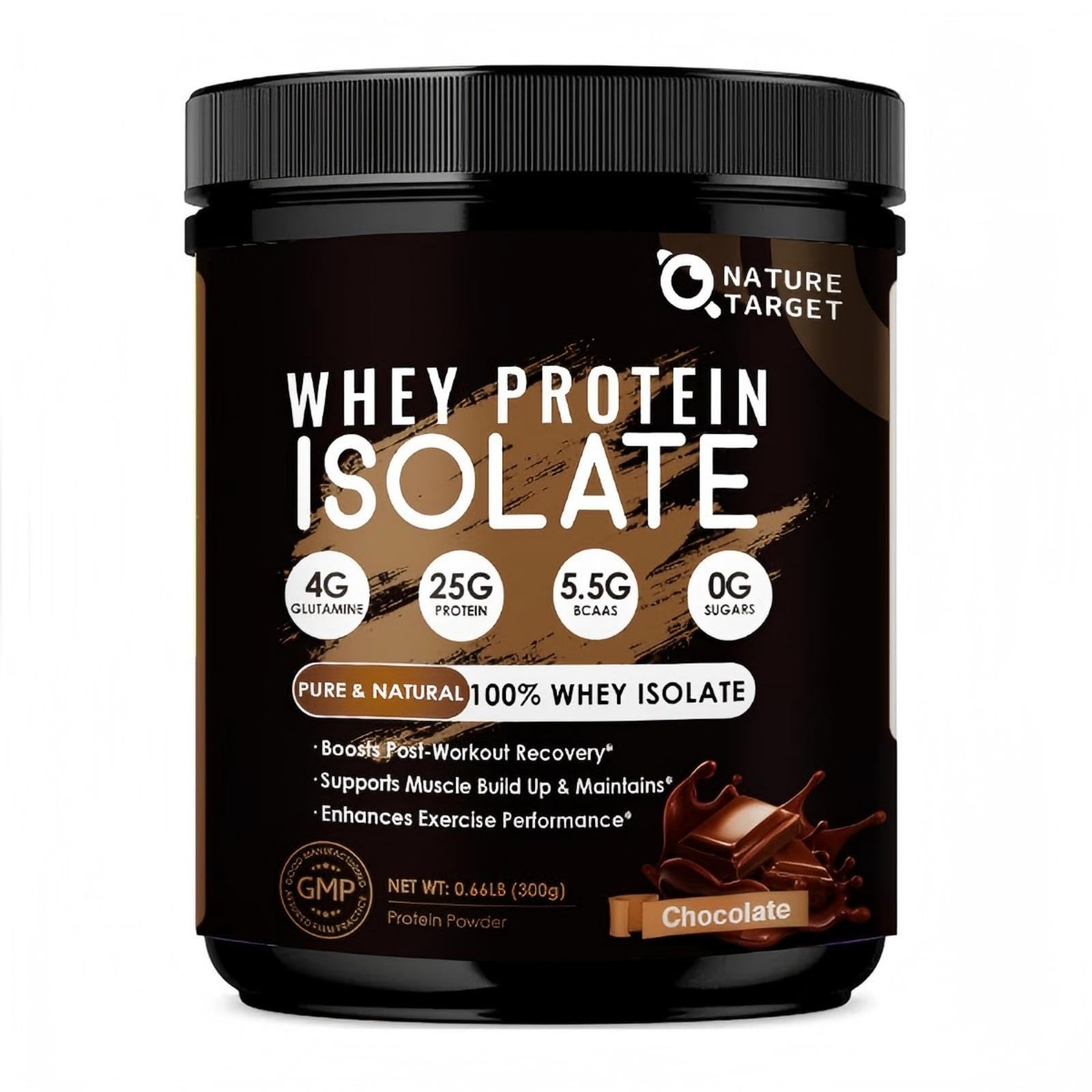 NATURE TARGET Chocolate Whey Isolate Protein Powder, 10.6 Ounce