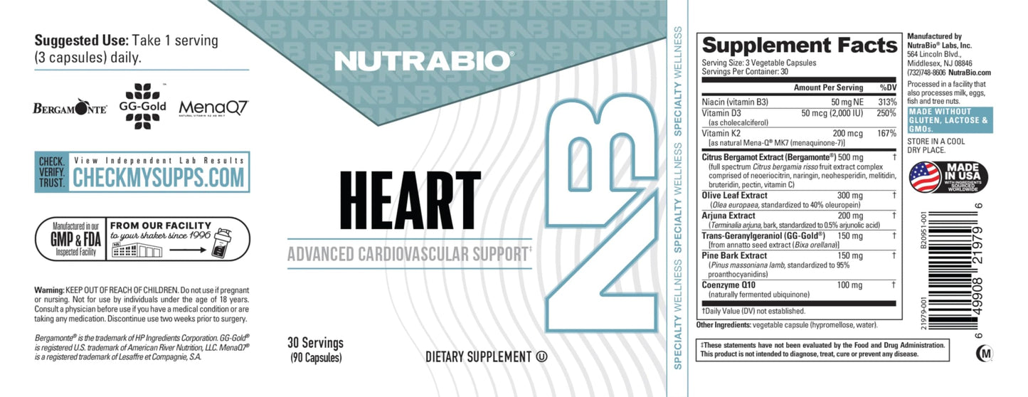 NutraBio Heart 90 Capsules