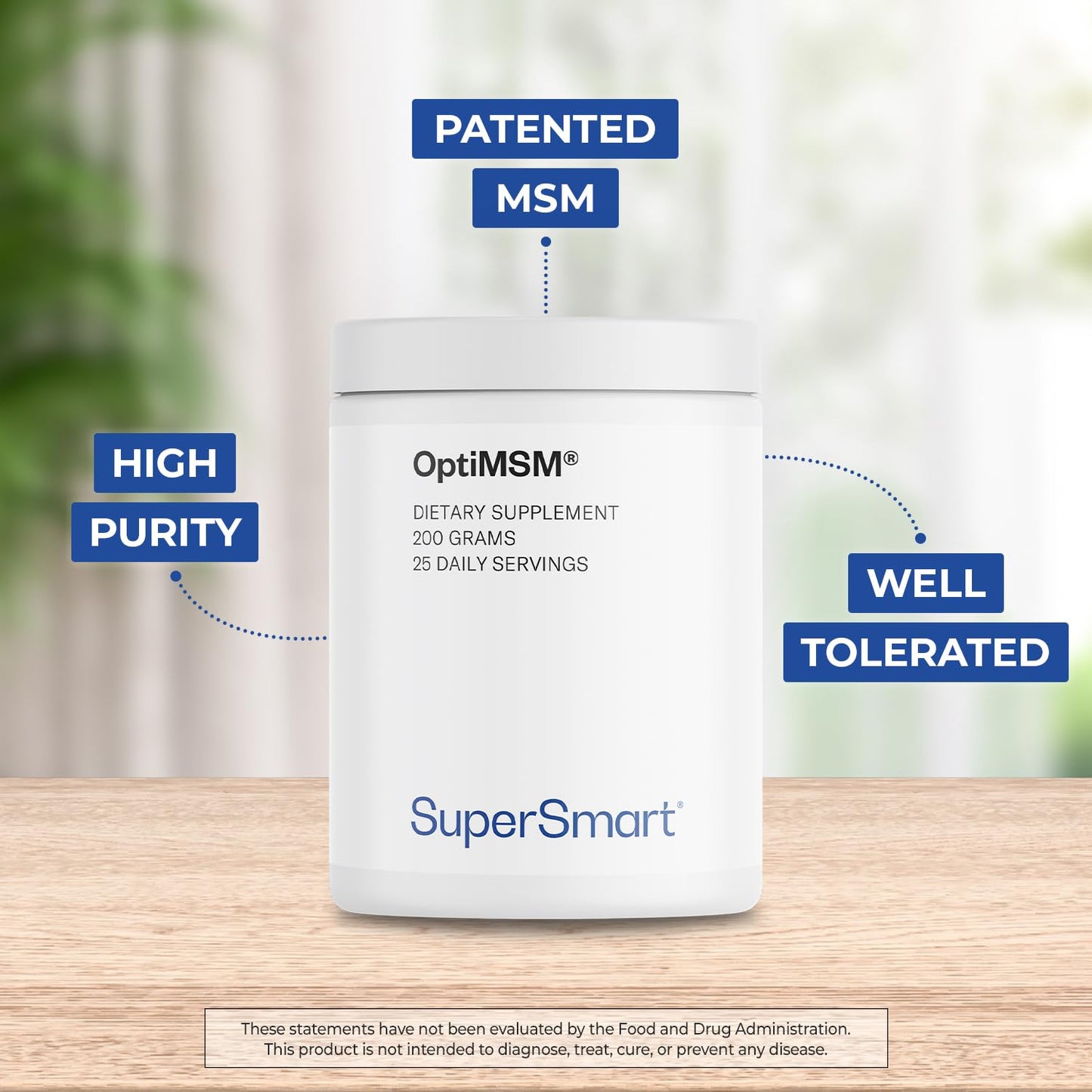 Supersmart OptiMSM (Methyl-Sulfonyl-Methane) - Patented High Purity Formula Powder 7.0548