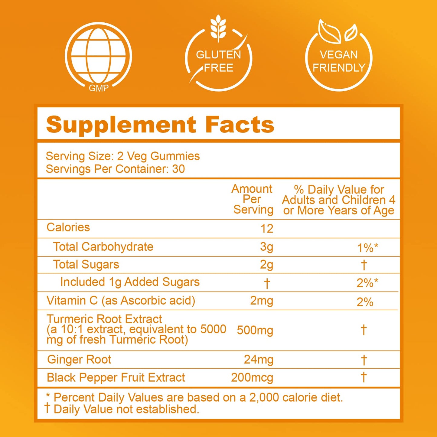 EAZGOO Turmeric Curcumin Gummies 500mg, 60 Count
