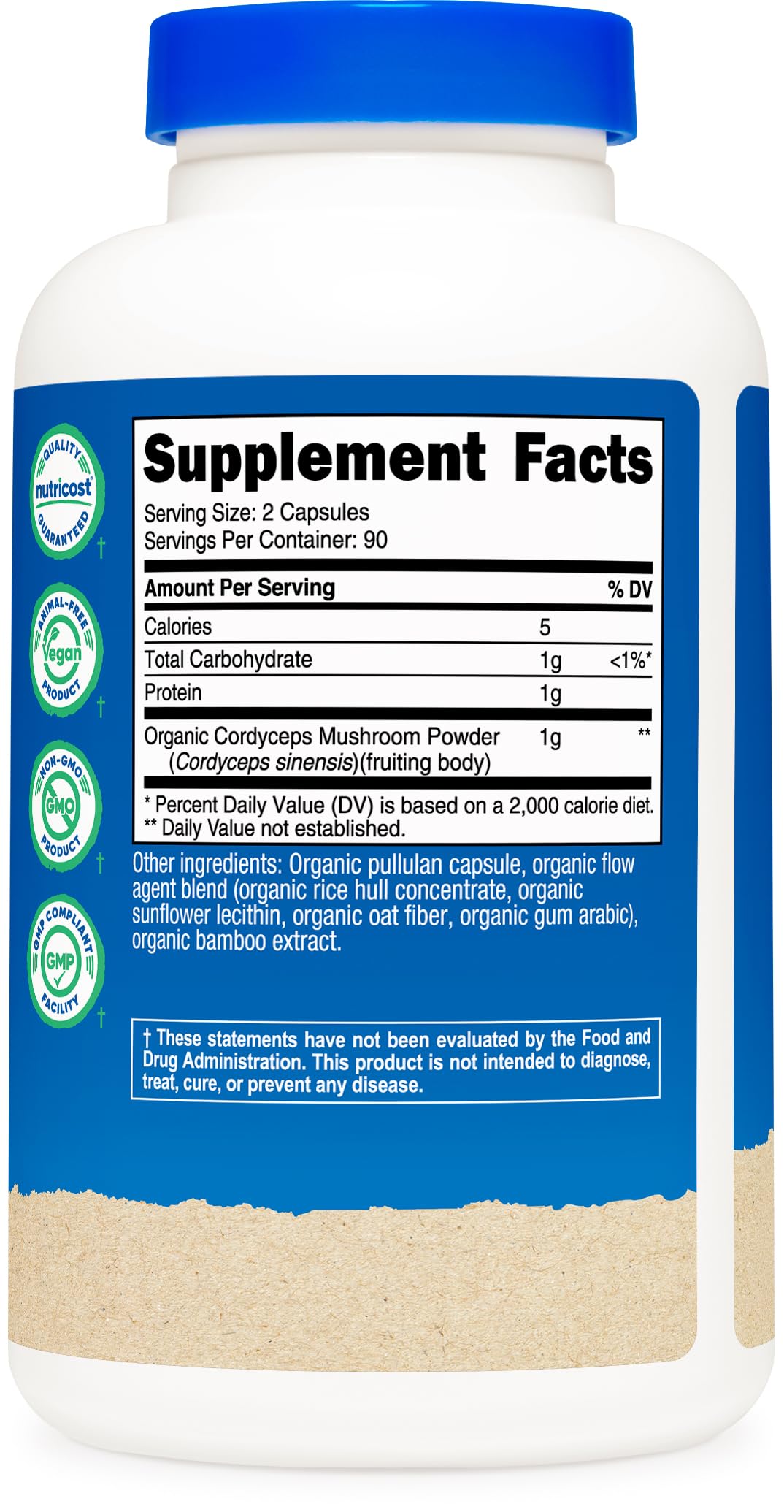 Nutricost Cordyceps Mushroom 1100mg Capsules, 180 Count