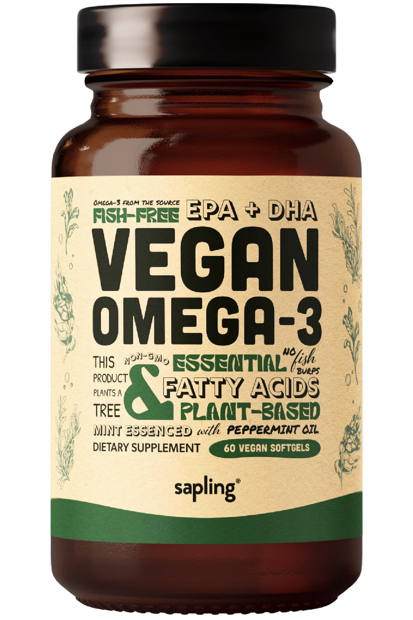 sapling Algae Calcium & Vegan Omega 3 & Vitamin B Complex Bundle Powder 2-Pack