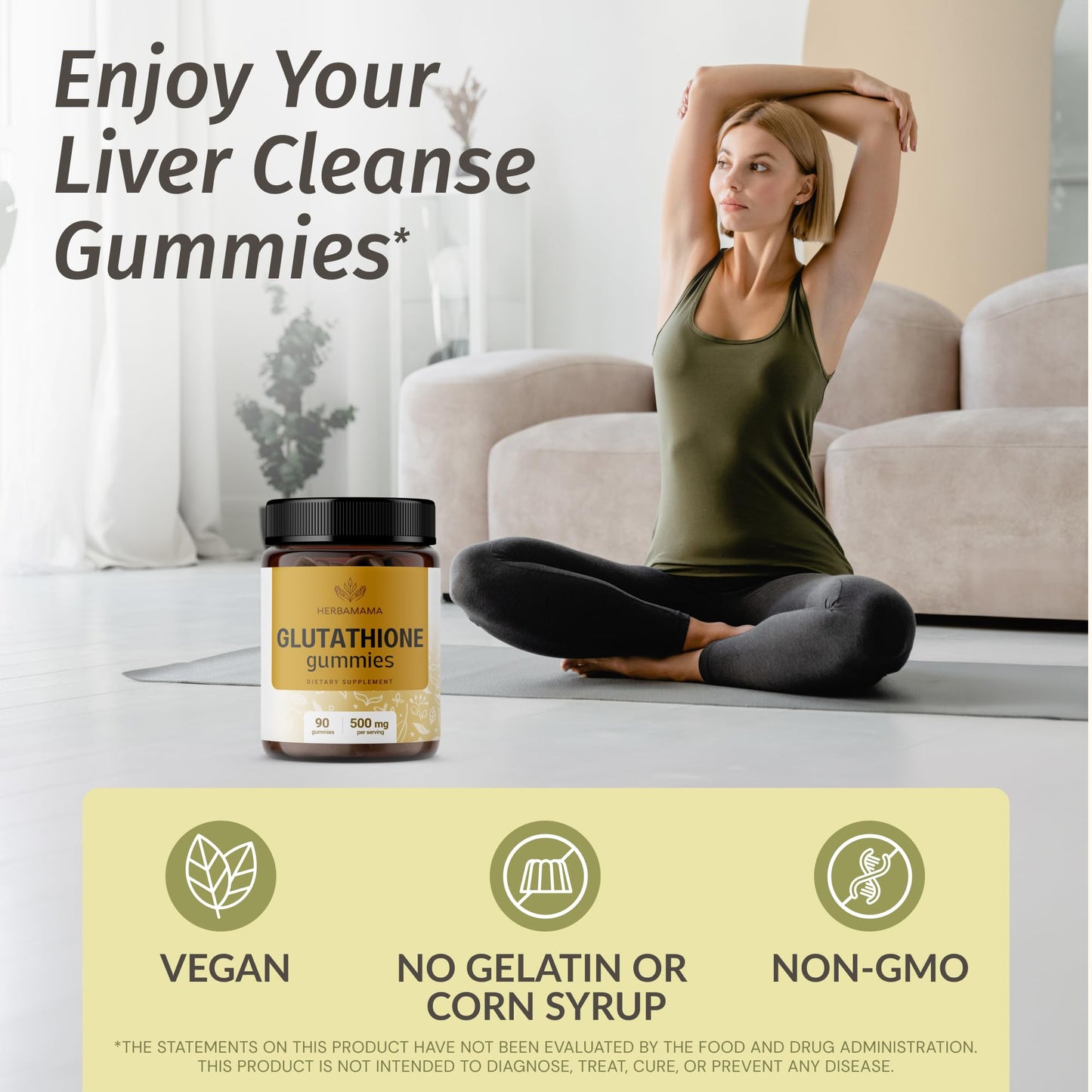 HERBAMAMA Reduced Glutathione Gummies Gummy 90 Count