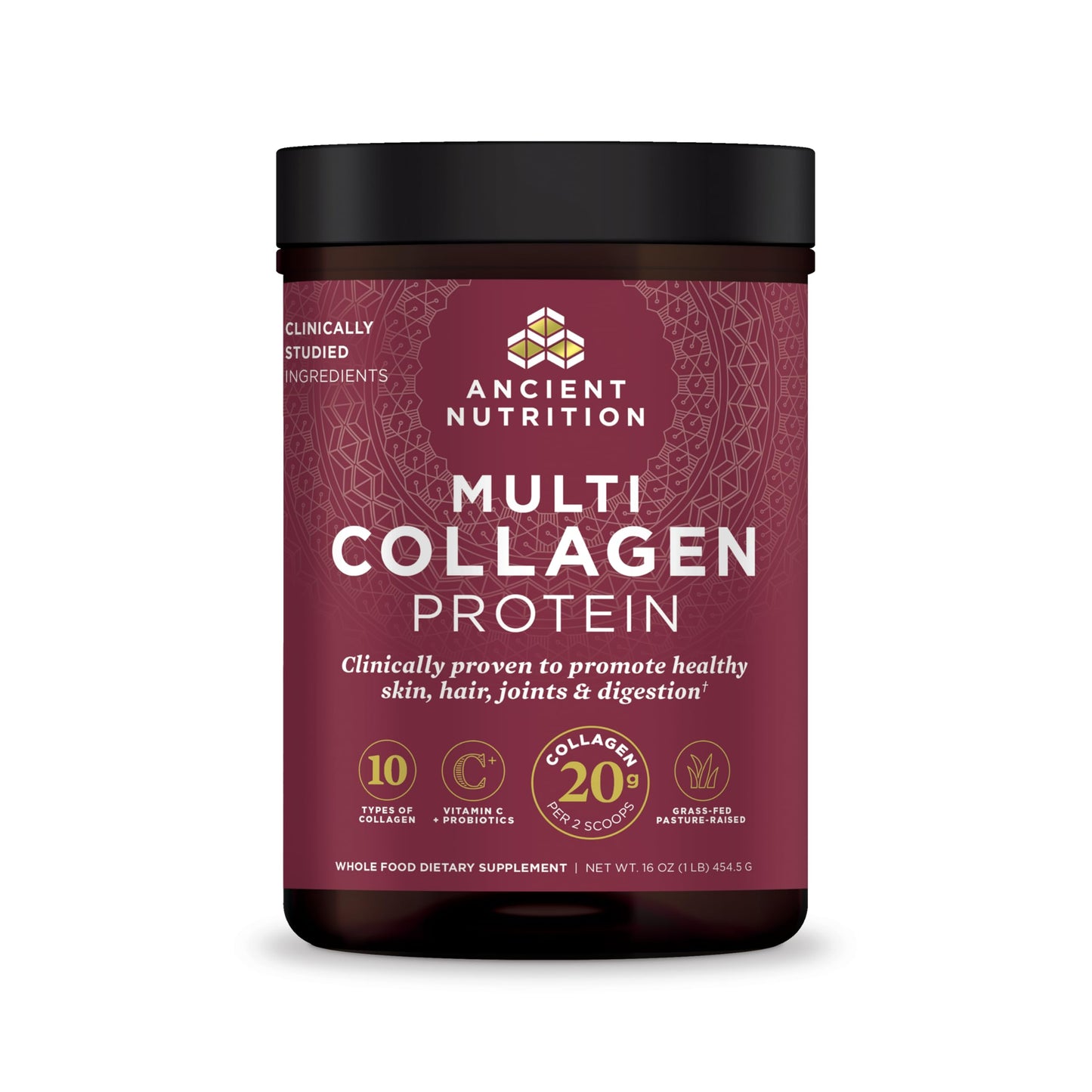 Ancient Nutrition Collagen Powder with Probiotics, Unflavored Multi Collagen Protein with Vitamin C, 16 oz