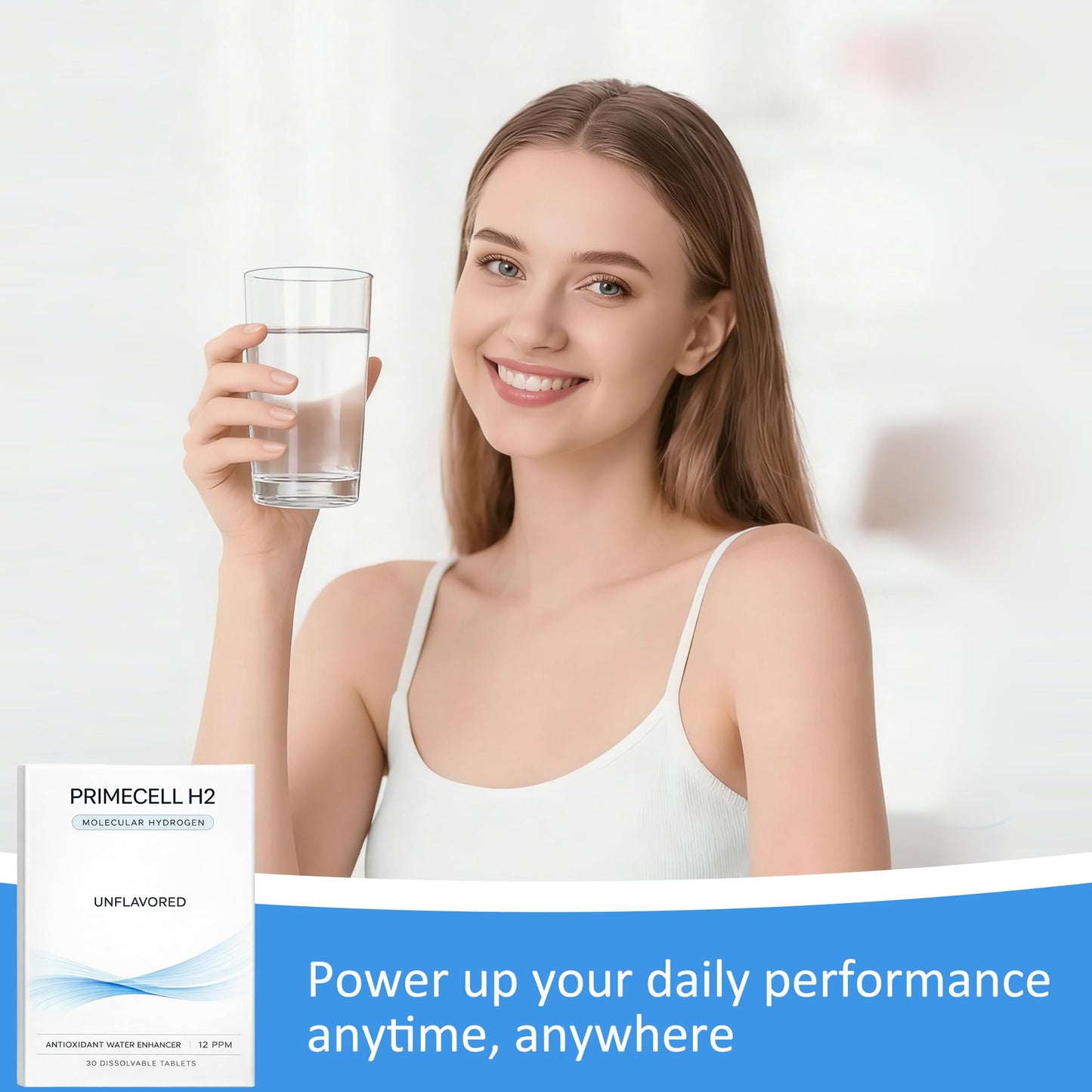Qoenba PrimeCell H2 Molecular Hydrogen Water Tablets with Magnesium – Antioxidant & Cellular Health Support, 30 Tablets