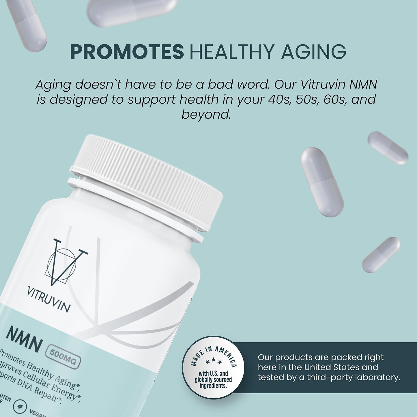VITRUVIN NMN 500mg Capsules, 30 Count