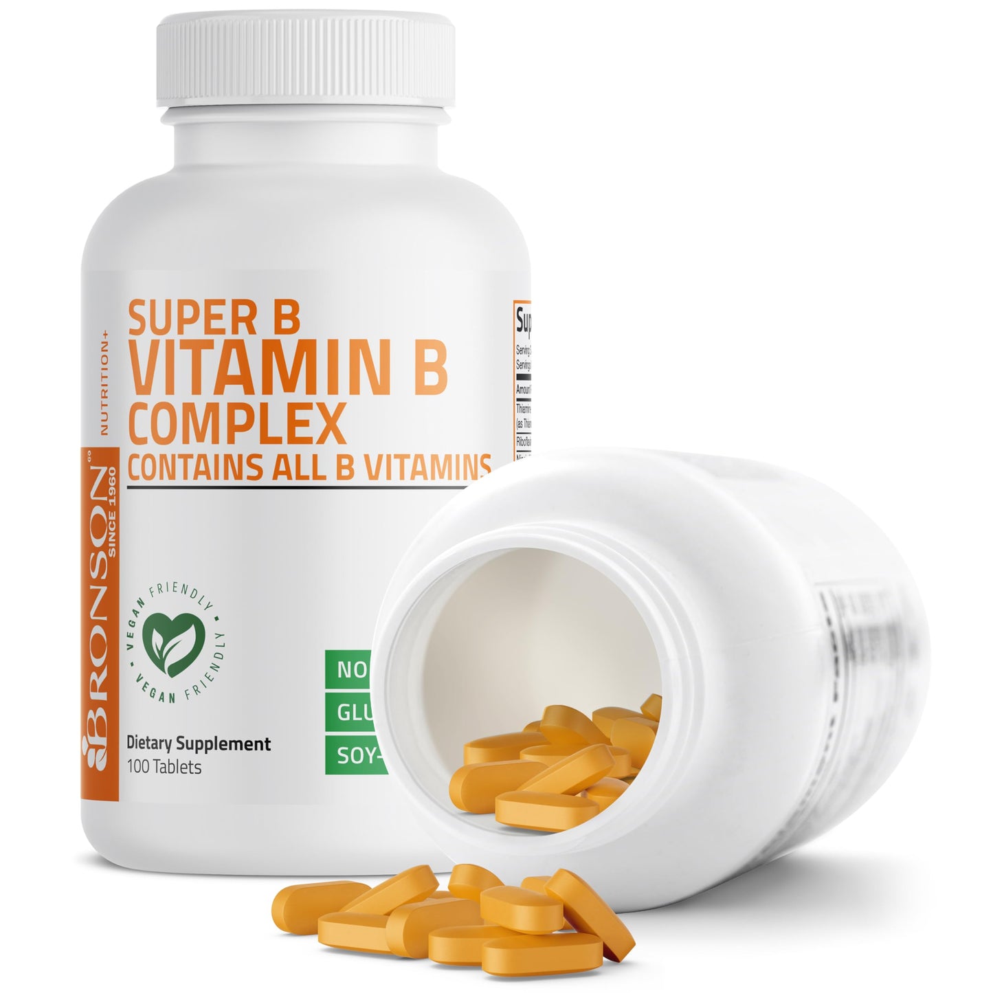 Bronson Vitamin B Complex (Vitamin B1, B2, B3, B6, B9 - Folic Acid, B12) Tablet, 100 Tablets