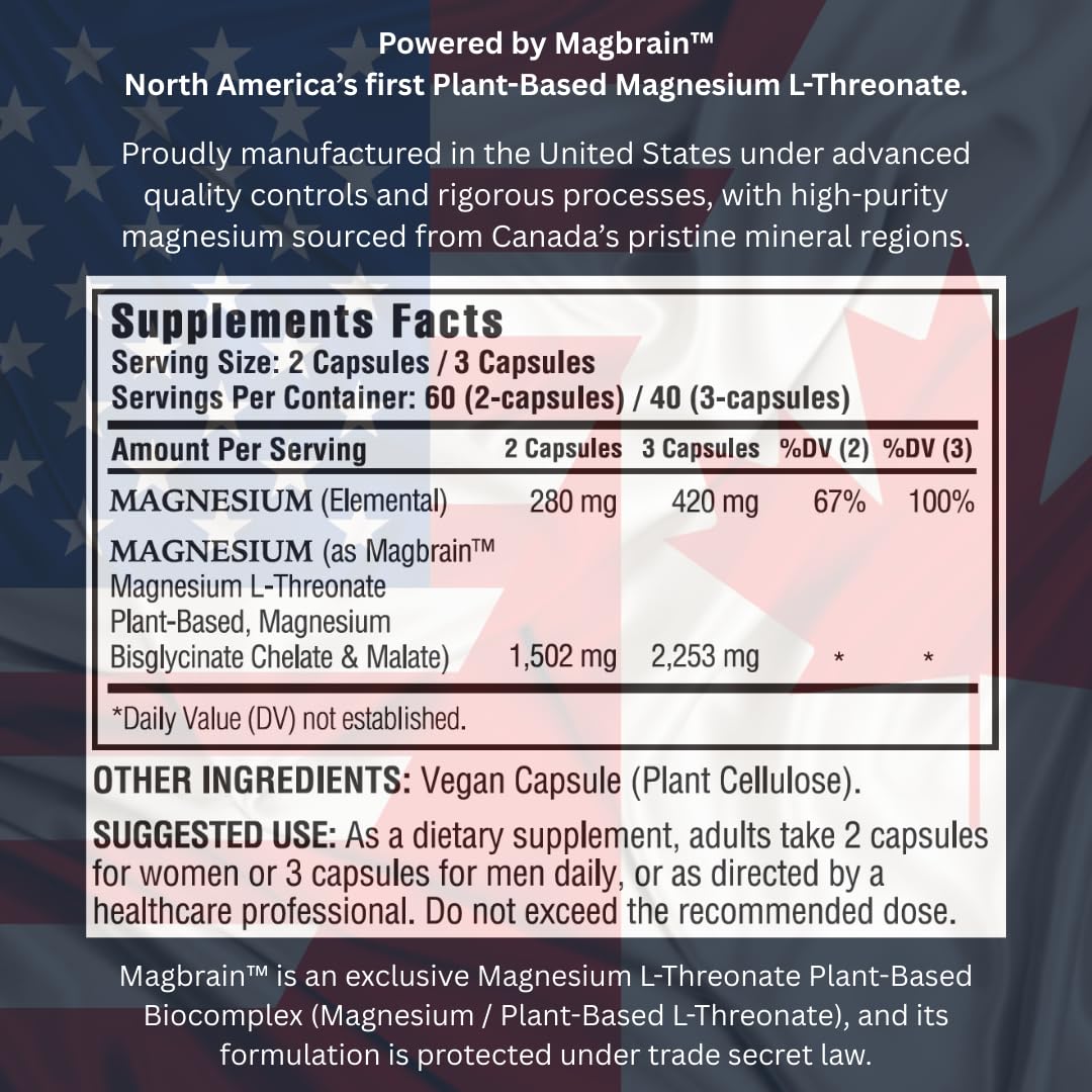 Kappa Nutrition Magnesium L-Threonate, 120 Vegan Capsules