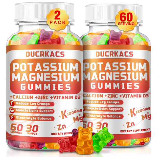 DUCRKACS Potassium Citrate Gummies 1200mg Chewable Potassium Supplement for Men & Women, Supports Leg Cramps & Muscle Health, 120 Count
