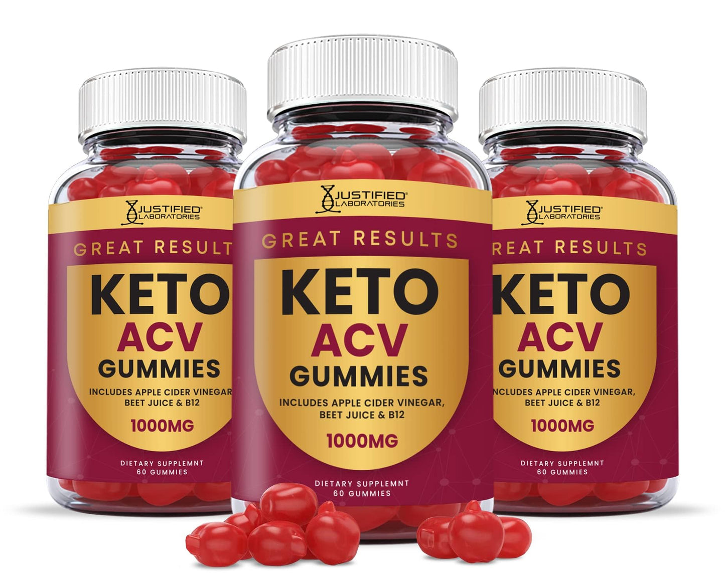 Justified Laboratories Great Results Keto ACV Gummies Gummy, 180 Count