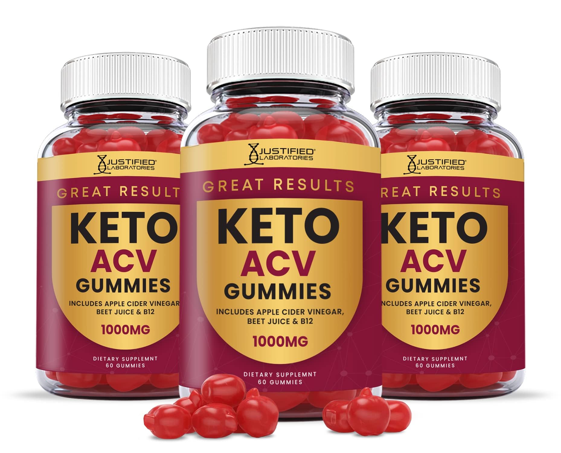 Justified Laboratories Great Results Keto ACV Gummies Gummy, 180 Count