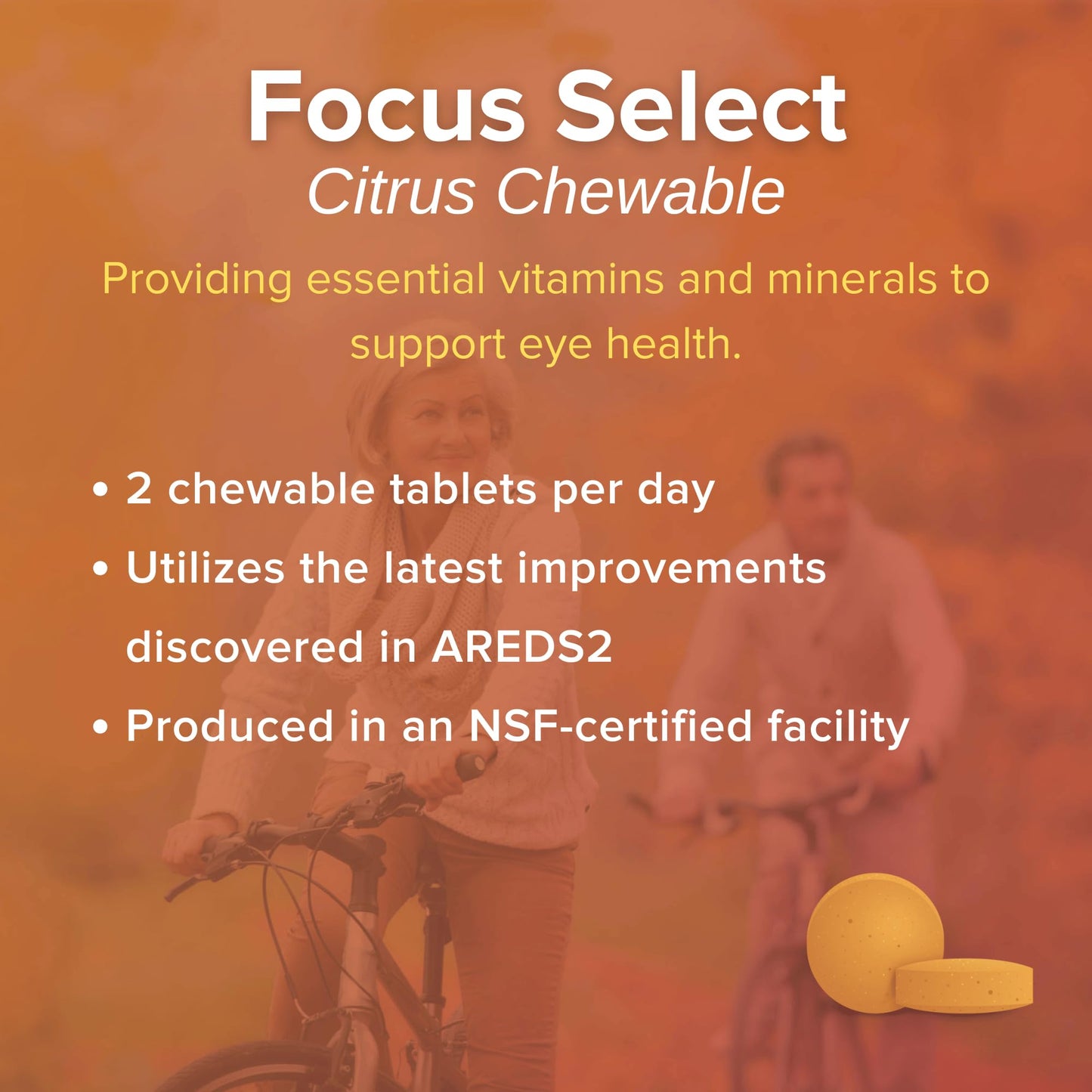 Focus Vision Supplements Focus Select AREDS2-Based Citrus Flavored Eye Vitamins Chewable, 180 Count