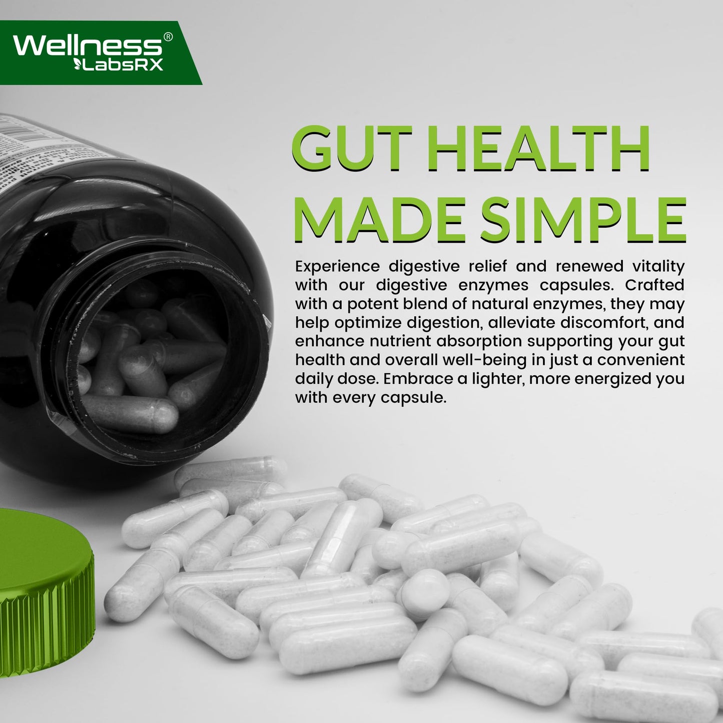 WELLNESS LABSRX Digestive Enzymes with Probiotics and Prebiotics Capsules 120 Count