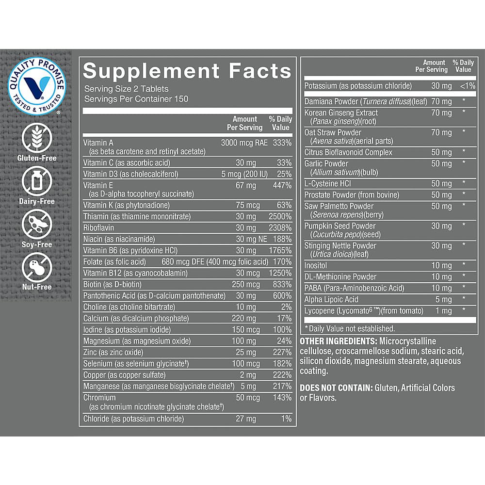 The Vitamin Shoppe Men's Multivitamin, Energy Support, 300 Tablets