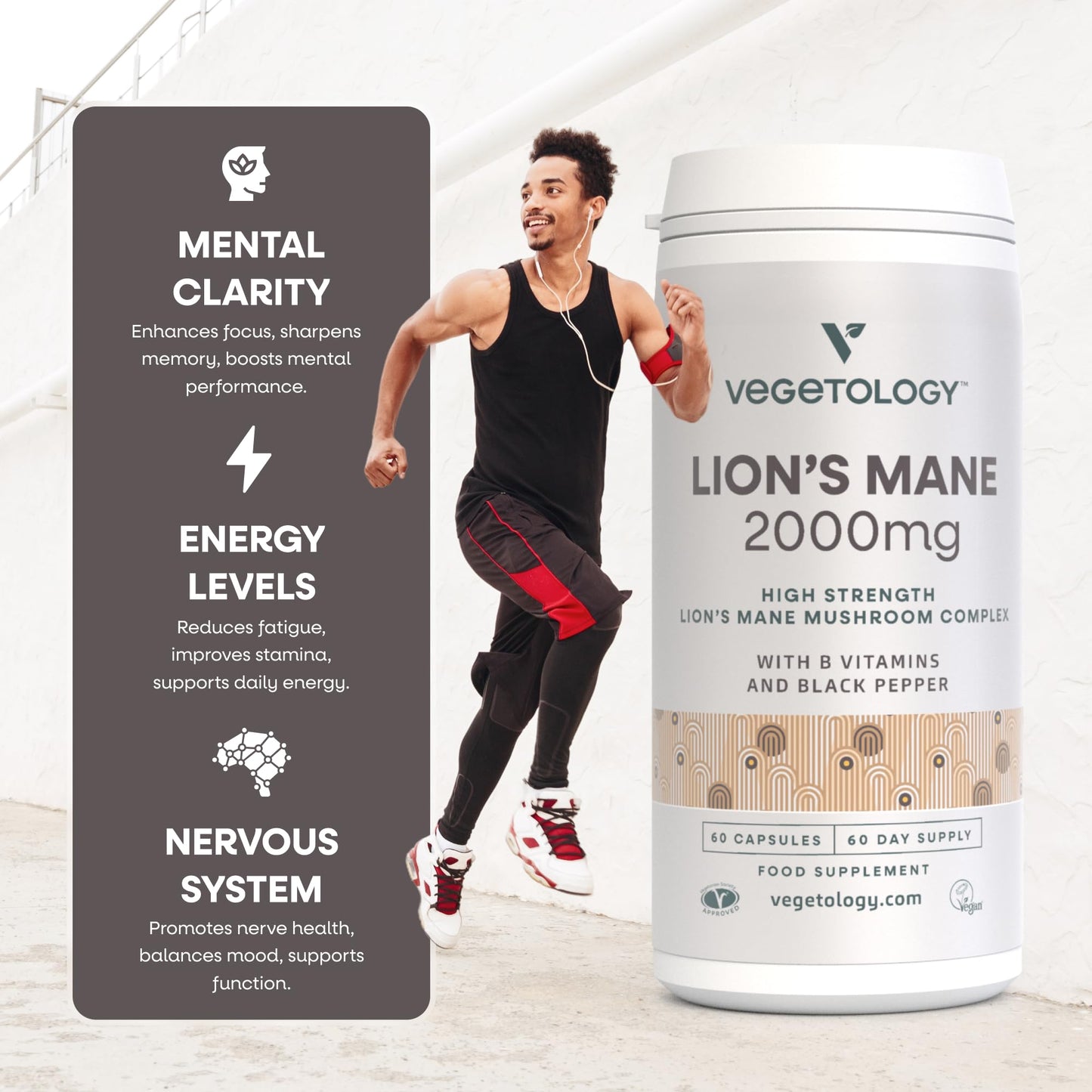 VEGETOLOGY Lions Mane Supplement Capsule 60 Count