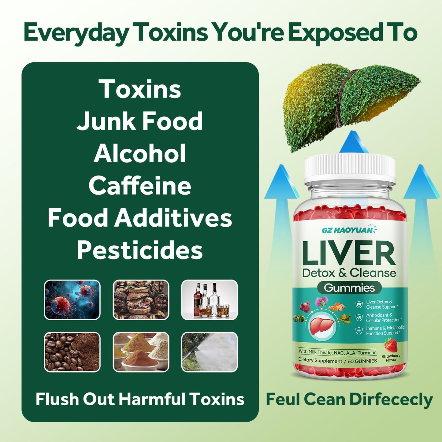 GZ HAOYUAN Liver Cleanse Detox & Repair Gummies 120