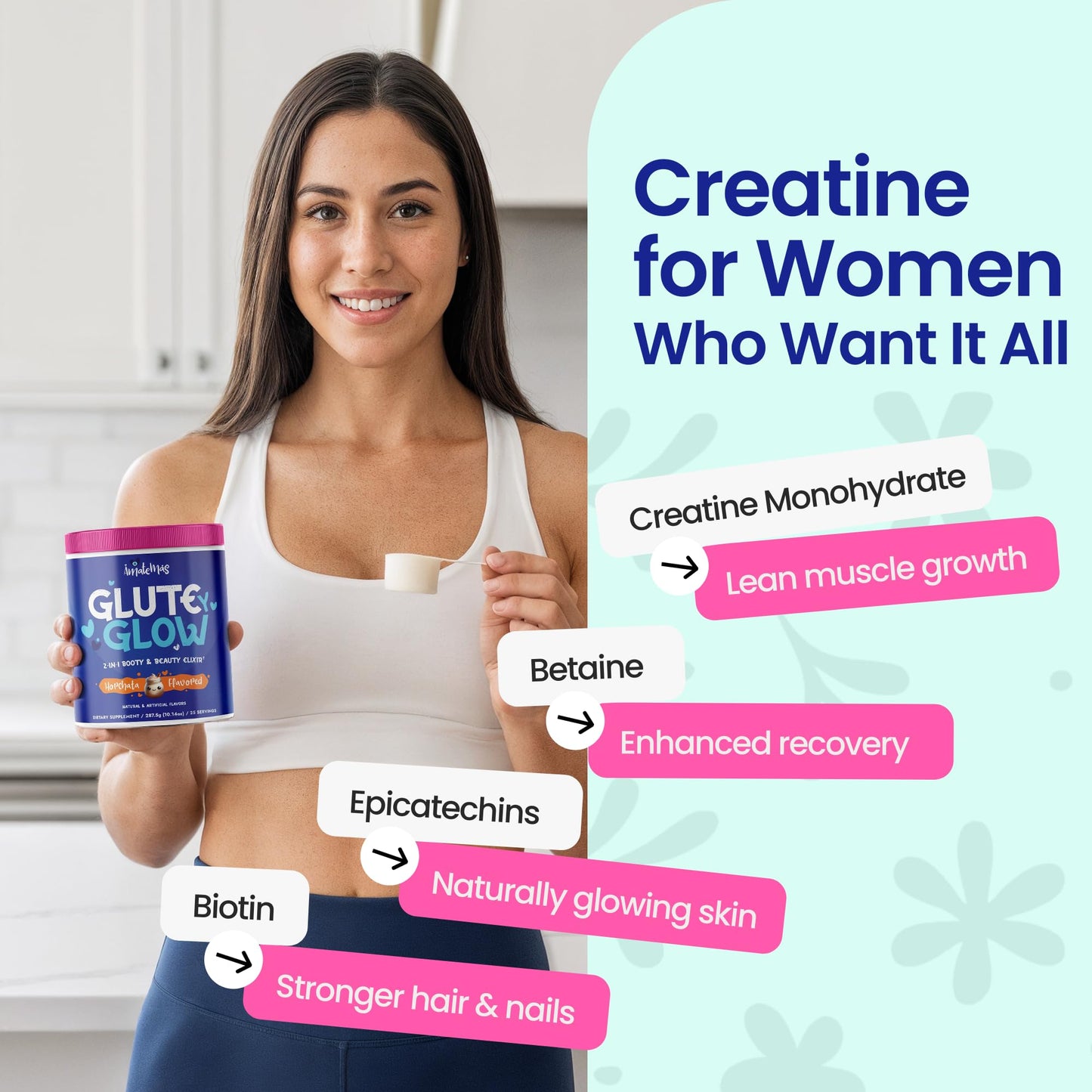 Amatemas Glute Y Glow Creatine + Biotin Powder, 25