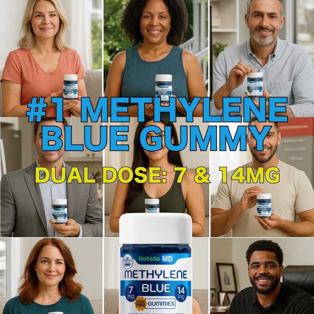 Holistic MD Methylene Blue for Humans USP Pharma Grade 7mg and 14mg dose Gummies, 60 Count