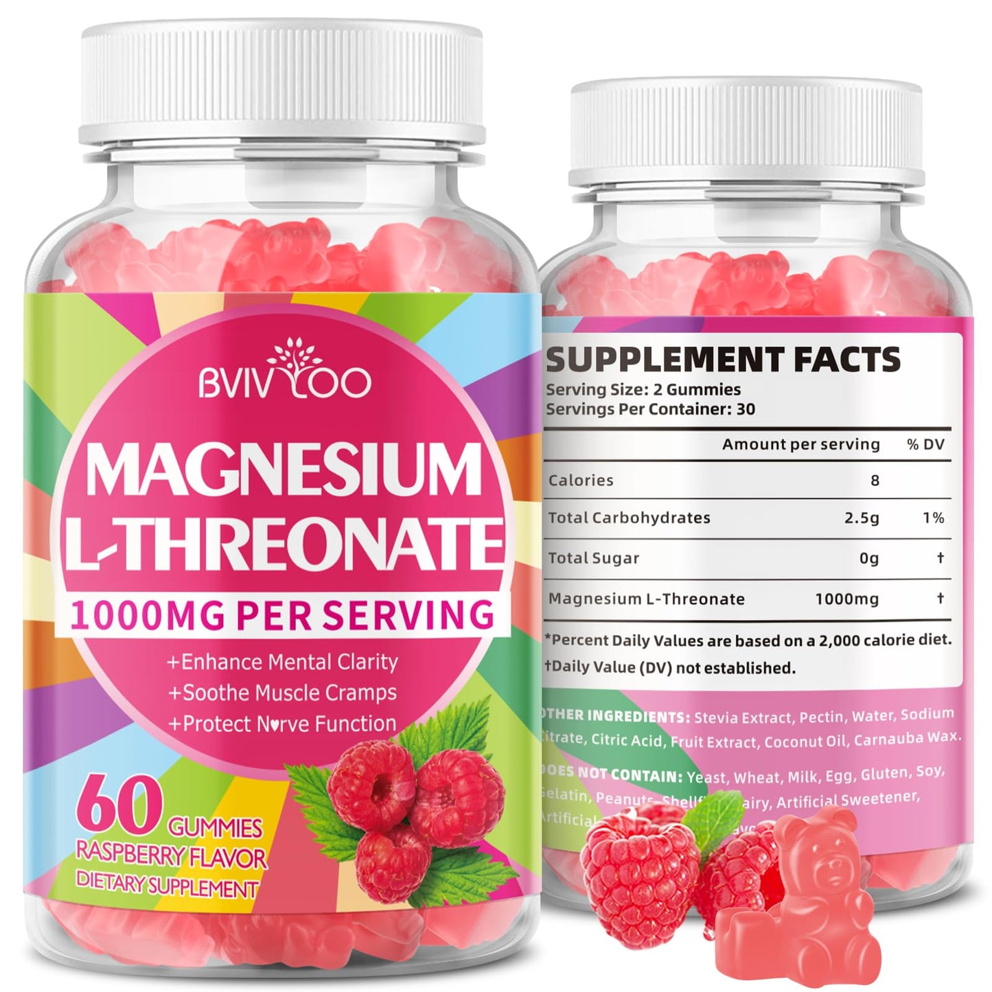 BVIVLOO Magnesium L-Threonate Gummy, 2-Pack