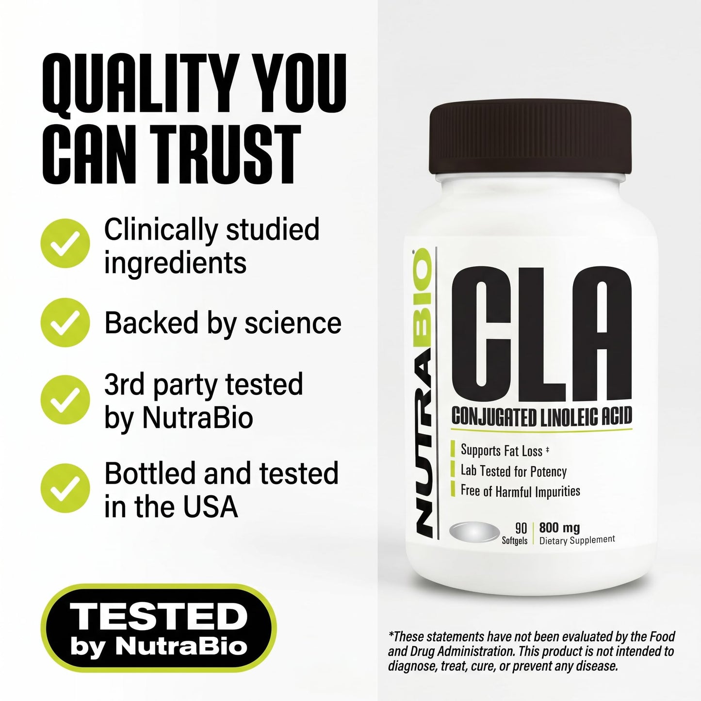 NutraBio CLA Conjugated Linoleic Acid Supplement Softgels 90 Count