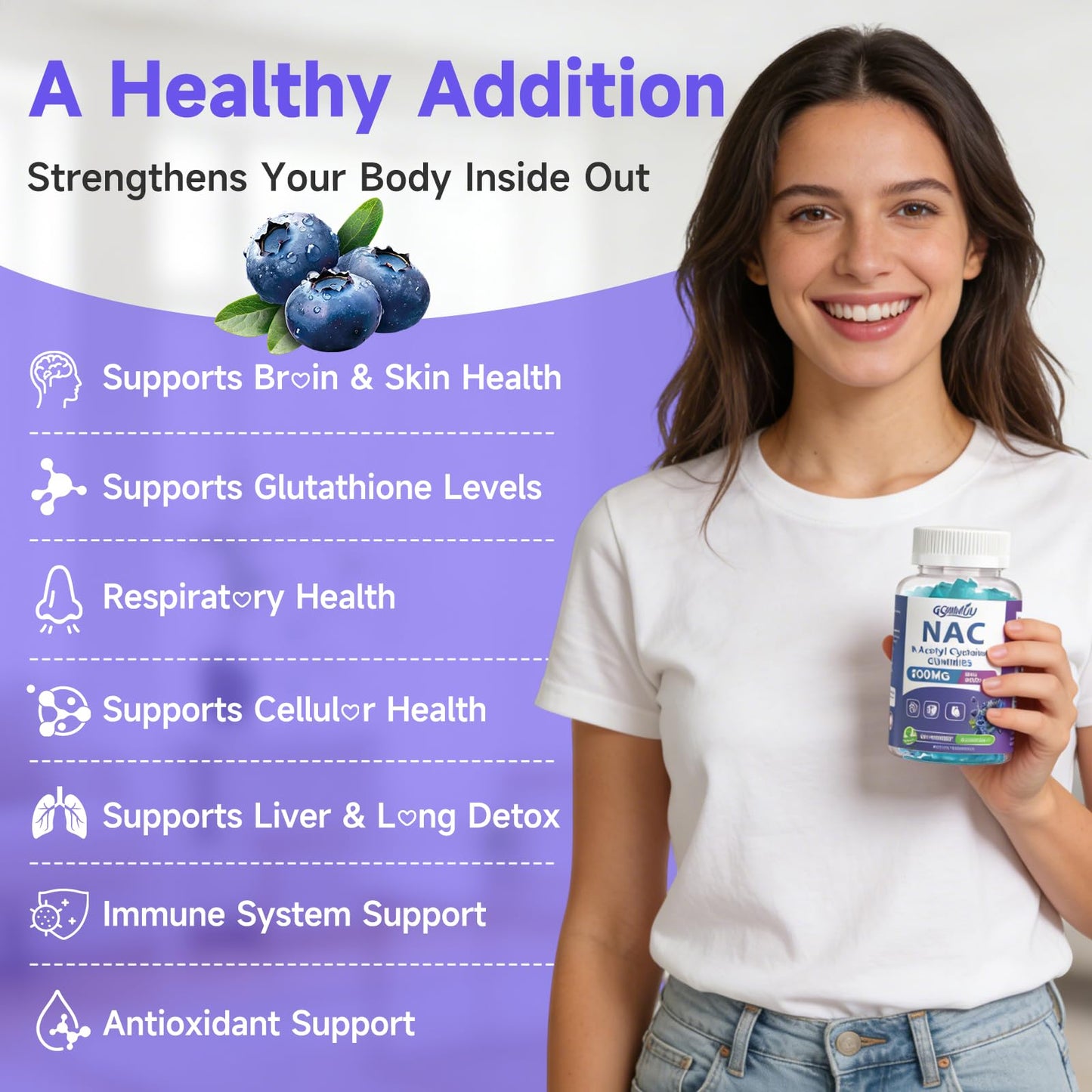 GGMMUU NAC Gummies N-Acetyl Cysteine 200mg, 120 Gummies
