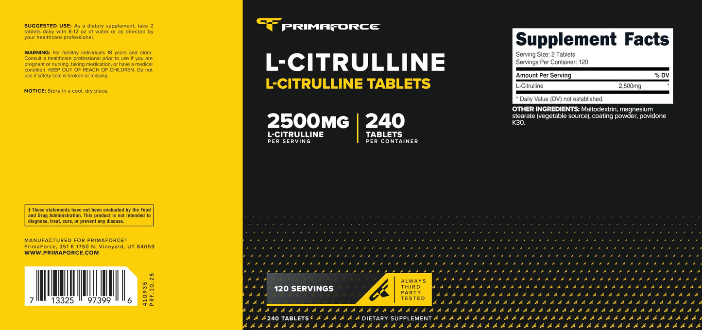 Primaforce L-Citrulline 2500mg Tablet, 240 Tablets