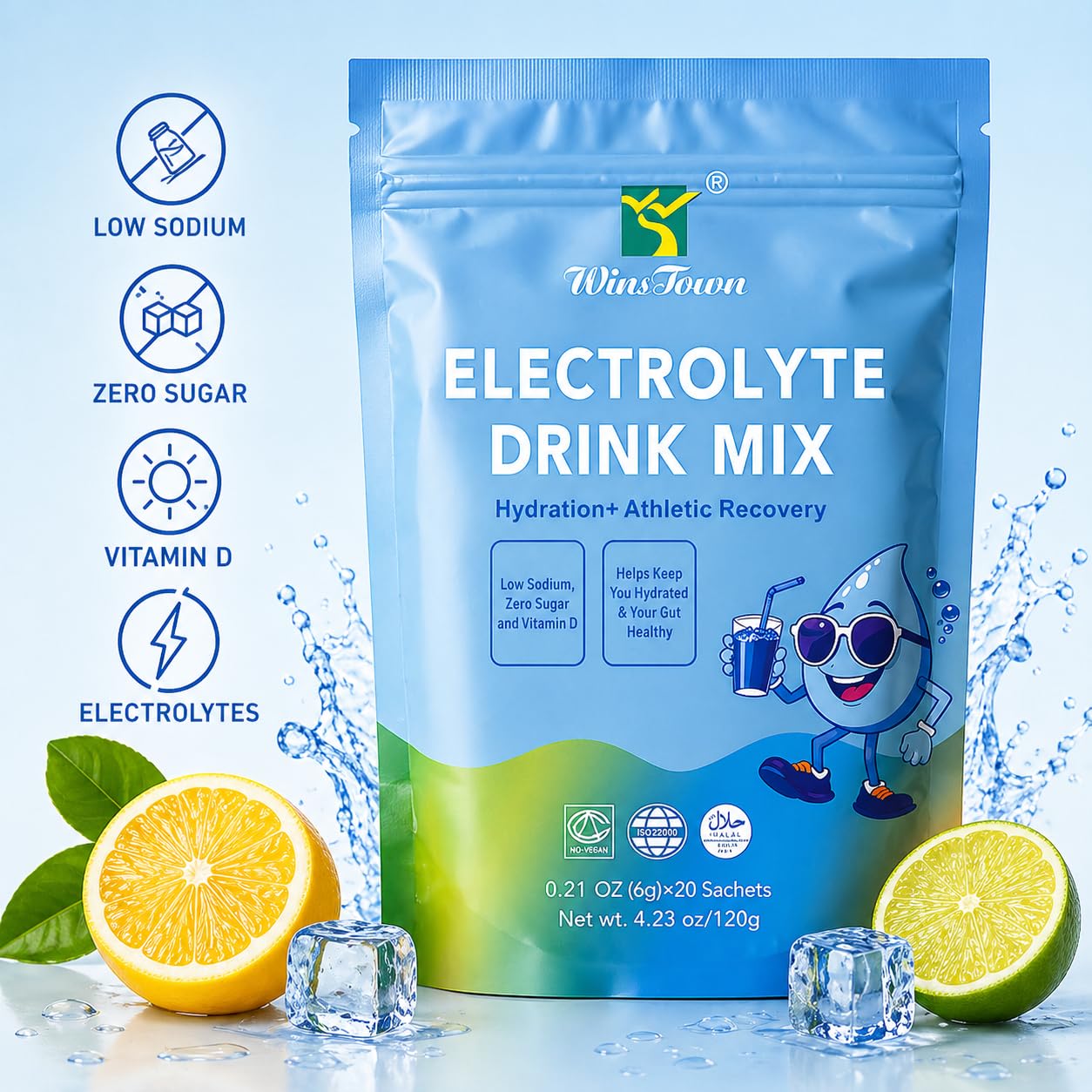 FARWIX Zero Sugar Electrolyte Powder Packets, 6 Pack
