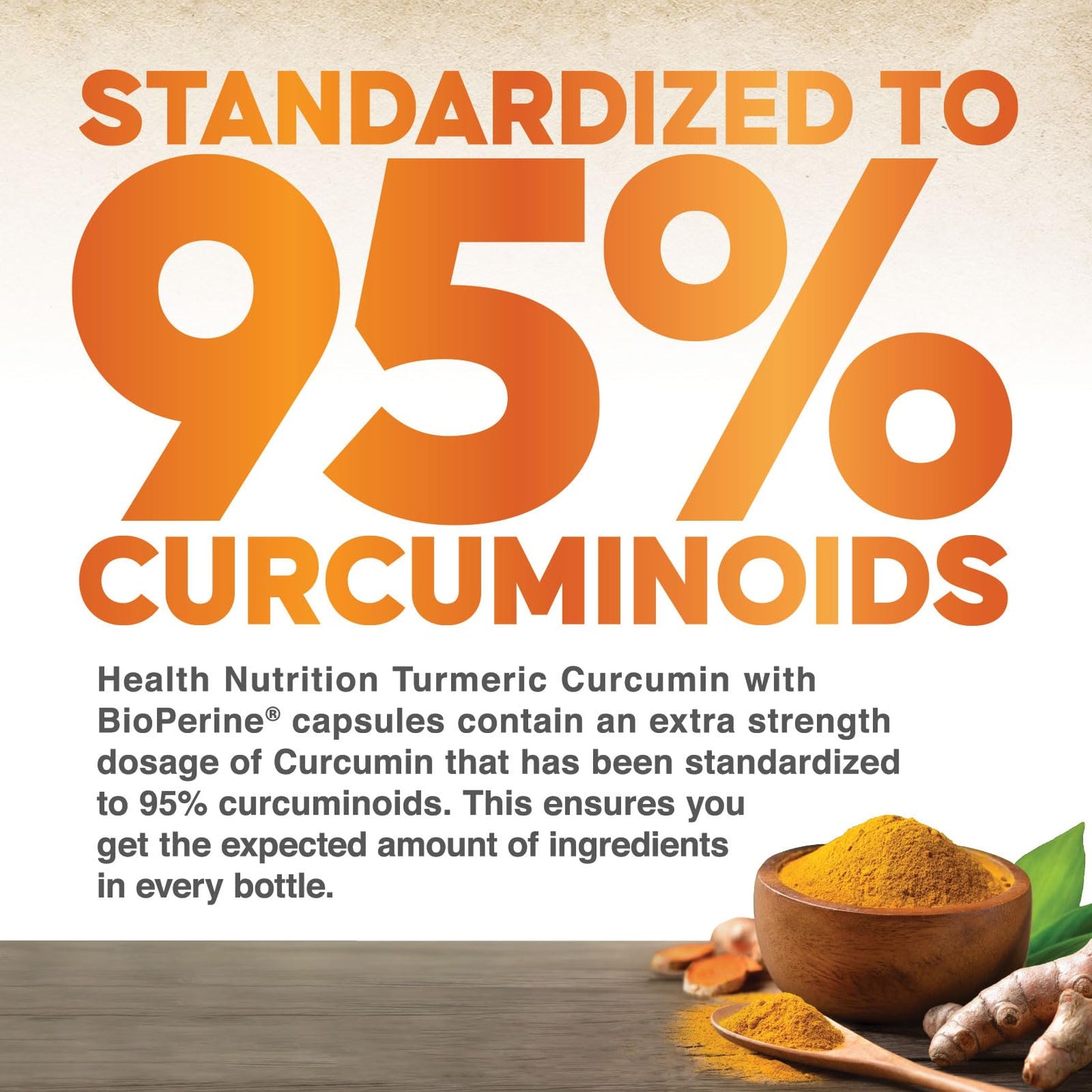 Health Nutrition Naturals Turmeric Curcumin Supplement 2600mg - 95% Curcuminoids with Organic Turmeric & BioPerine Black Pepper for Best Absorption, Non-GMO, 180 Capsules