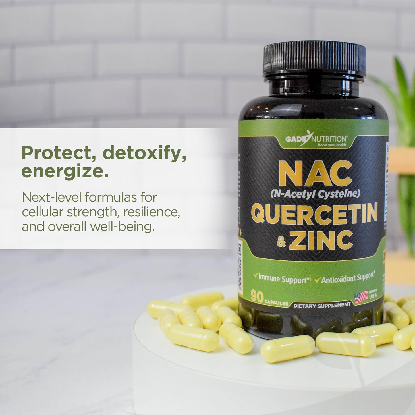 GADE NUTRITION NAC N-Acetyl Cysteine with Quercetin & Zinc Immune Support Capsule, 60 Count