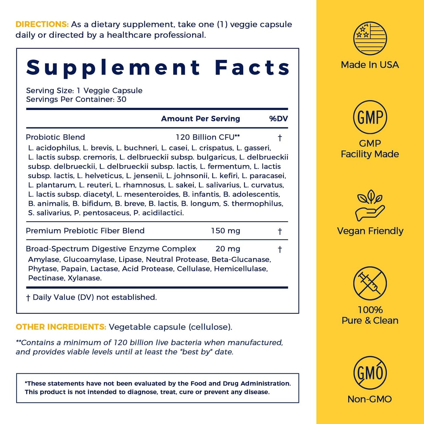 NewRhythm Probiotics 120 Billion CFU 36 Strains 3-in-1 with Prebiotics & Enzymes Capsules 60 Count