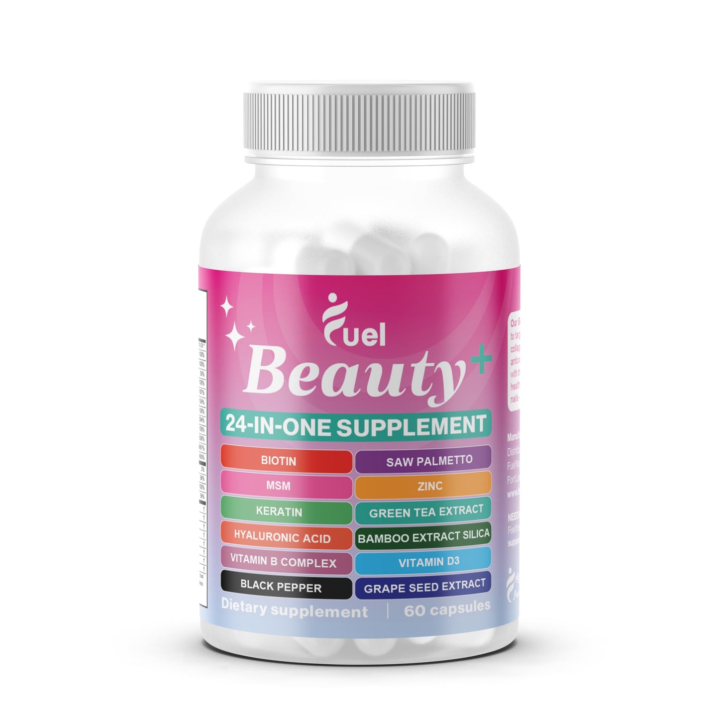 Fuel Beauty+ 24-in-1 Hair, Skin & Nails Vitamins for Women Capsules 60 Count