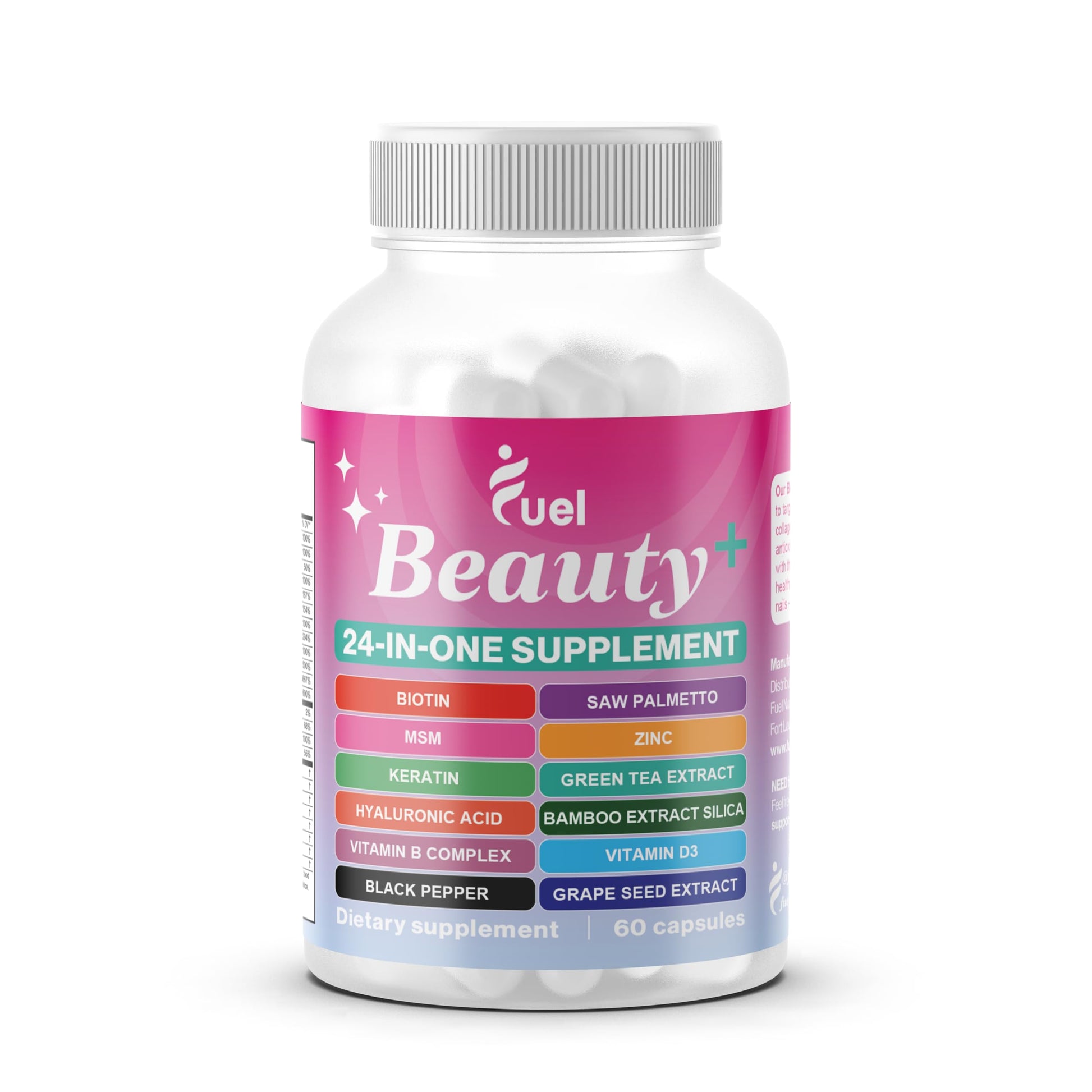 Fuel Beauty+ 24-in-1 Hair, Skin & Nails Vitamins for Women Capsules 60 Count