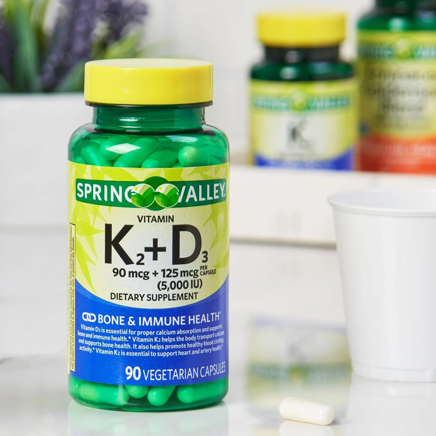 Generic Vitamin K2 + D3 Vegetarian Capsules, 90 Capsules