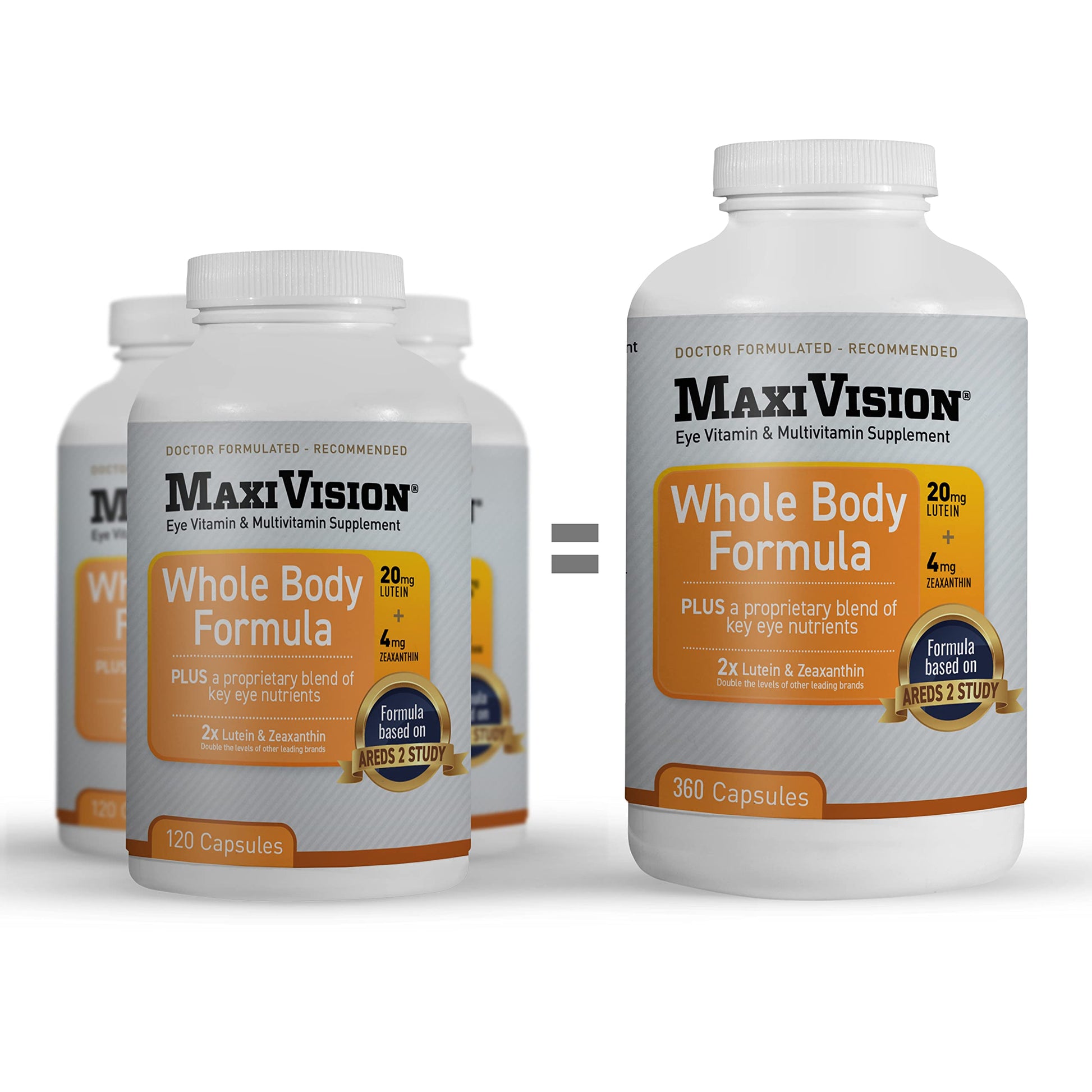 MaxiVision AREDS 2 Eye Vitamins with Lutein and Zeaxanthin Capsules, 360 Count