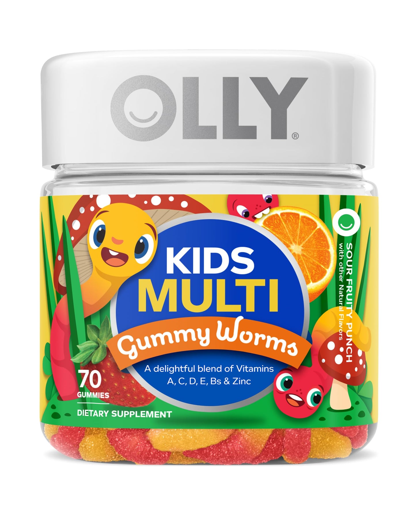 OLLY Kids Chillax Magnesium Gummies Plus L-Theanine, Lemon Balm, Sherbet Flavor, 100 Gummies