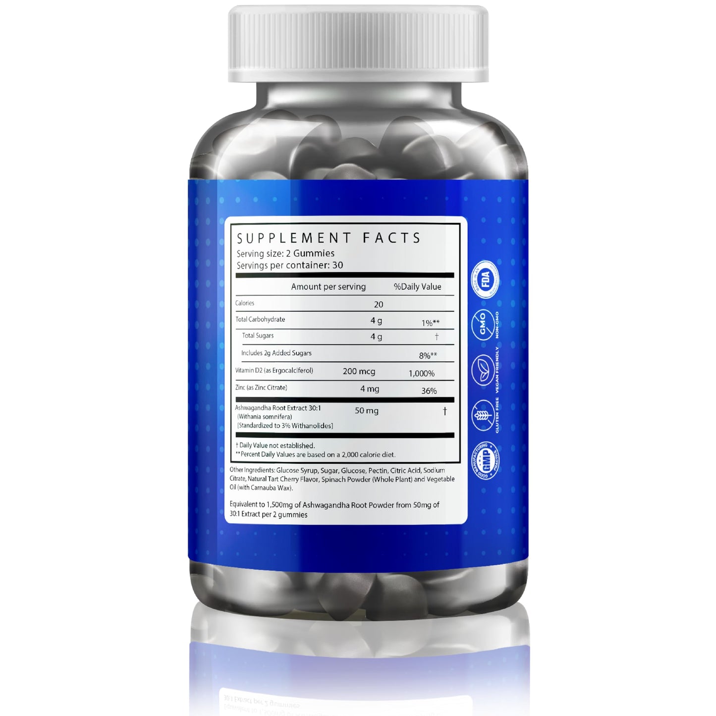 Gusevit Ashwagandha Gummies 1500mg with Vitamin D & Zinc, 60 Count