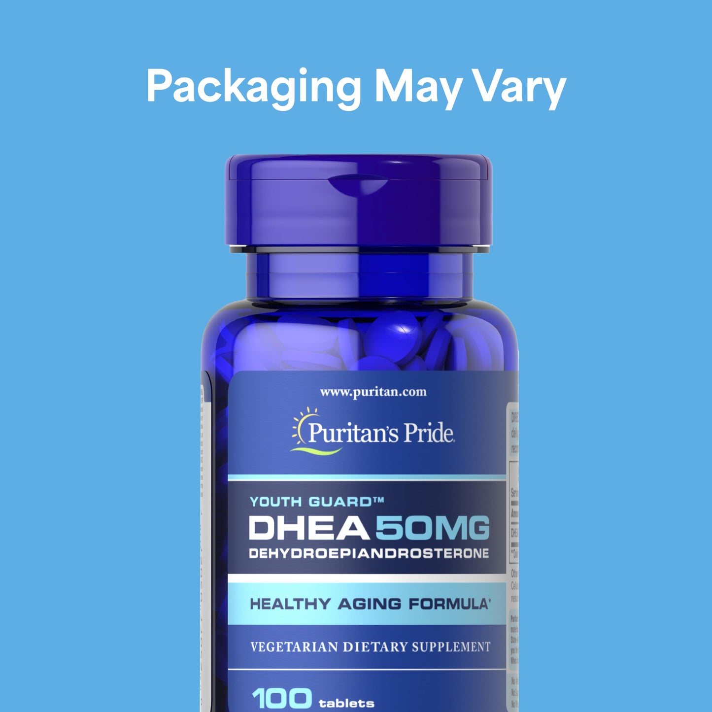 Puritan's Pride Youth Guard DHEA 50mg for Women and Men Caplets 200 Count
